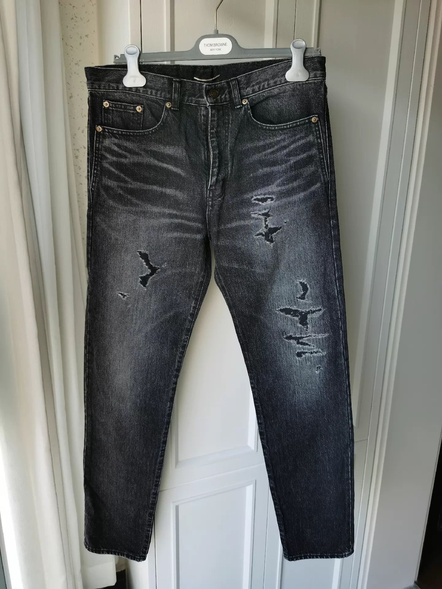 Saint Laurent Paris SLP Smoky Gray Distressed Jeans 30 Worn 2x Size US 30 / EU 46 - 1 Thumbnail