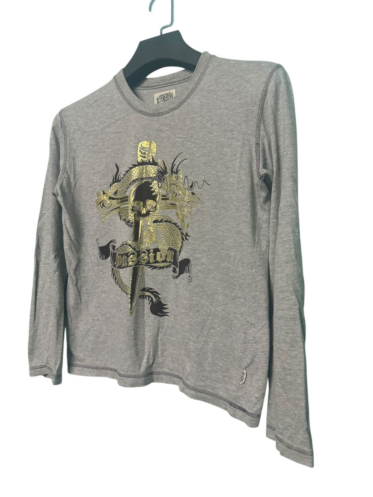 Japanese Brand 💥 PUNK DESIGN SKULL DRAGON CROSS DAGGER VERY RARE L/S SHIRT Size US M / EU 48-50 / 2 - 2 Thumbnail