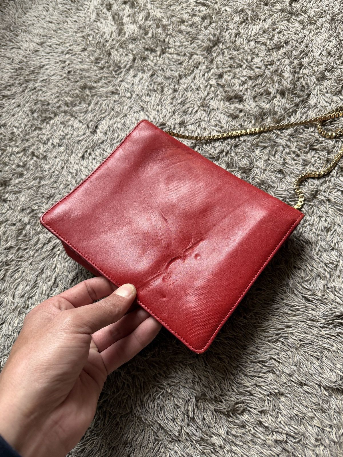 Salvatore Ferragamo Salvatore Ferragamo Red Lipstick Leather Thalia Shoulder Bag Size ONE SIZE - 14 Thumbnail