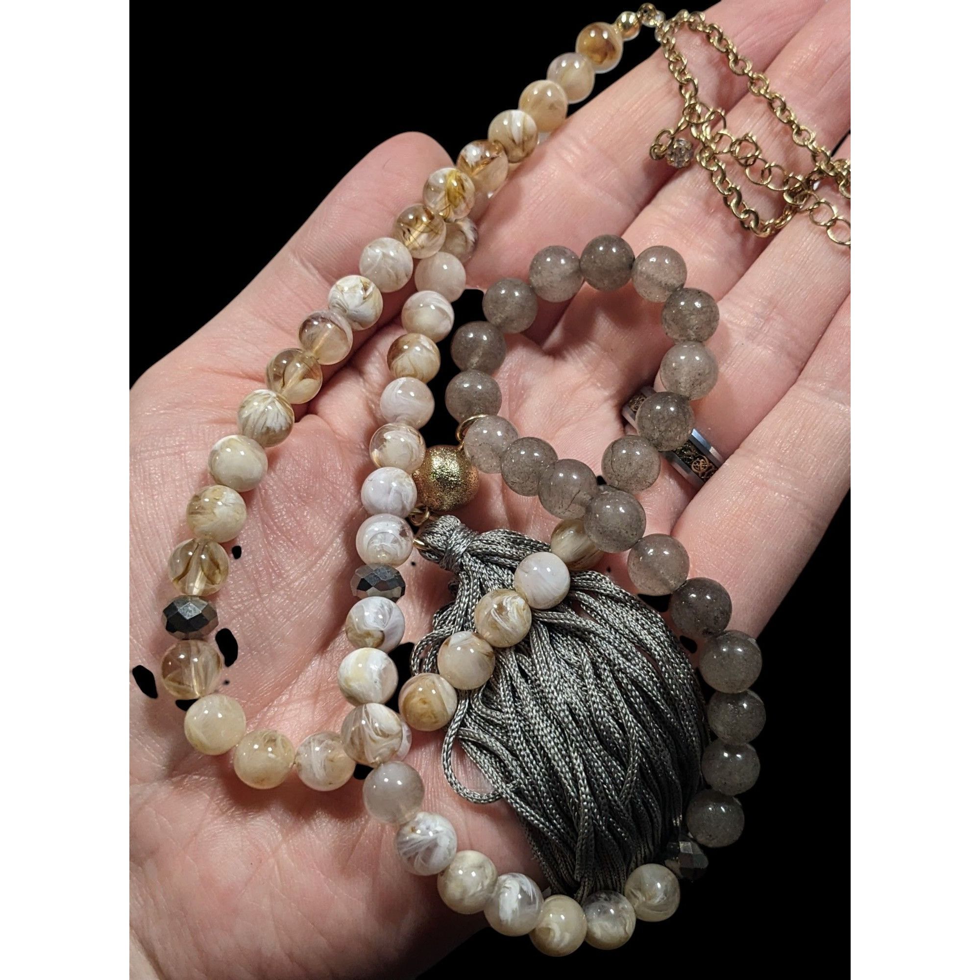 Other Boho Chic Stone And Acrylic Beaded Tassel Necklace Size ONE SIZE - 6 Thumbnail