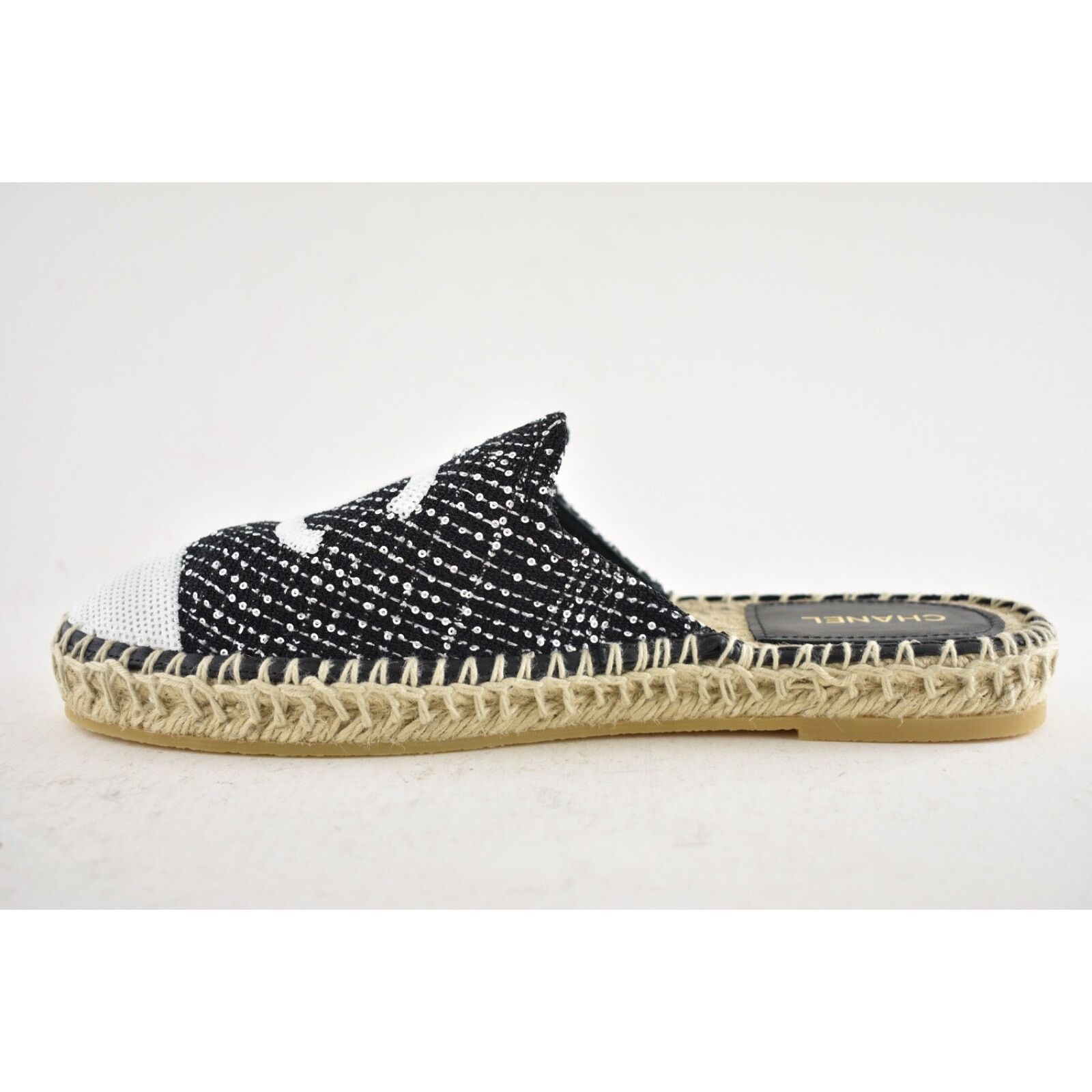 Chanel Chanel 24P Black Tweed White Sequin CC Logo Backless Size US 9 / IT 39 - 11 Thumbnail