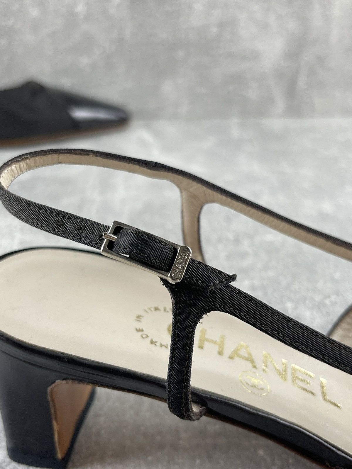 Chanel CHANEL Slingback Pumps 90s Grosgrain Leather Heels Shoes Size US 9 / IT 39 - 7 Thumbnail