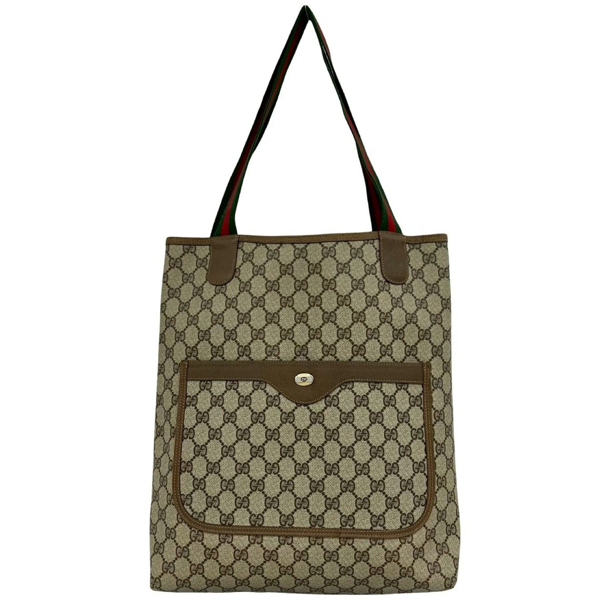 Gucci GUCCI Vintage Sherry Line GG Logo Hardware Leather Tote Bag Handbag Brown 74342 Size ONE SIZE - 1 Thumbnail
