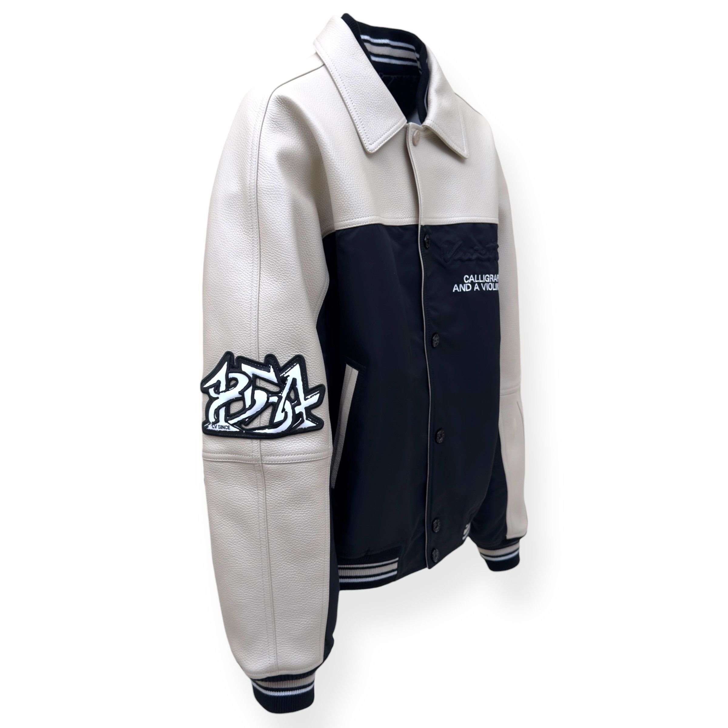 Louis Vuitton LOUIS VUITTON LEATHER / NYLON JACKET CREAM / NAVY 50 / L Size US L / EU 52-54 / 3 - 2 Thumbnail