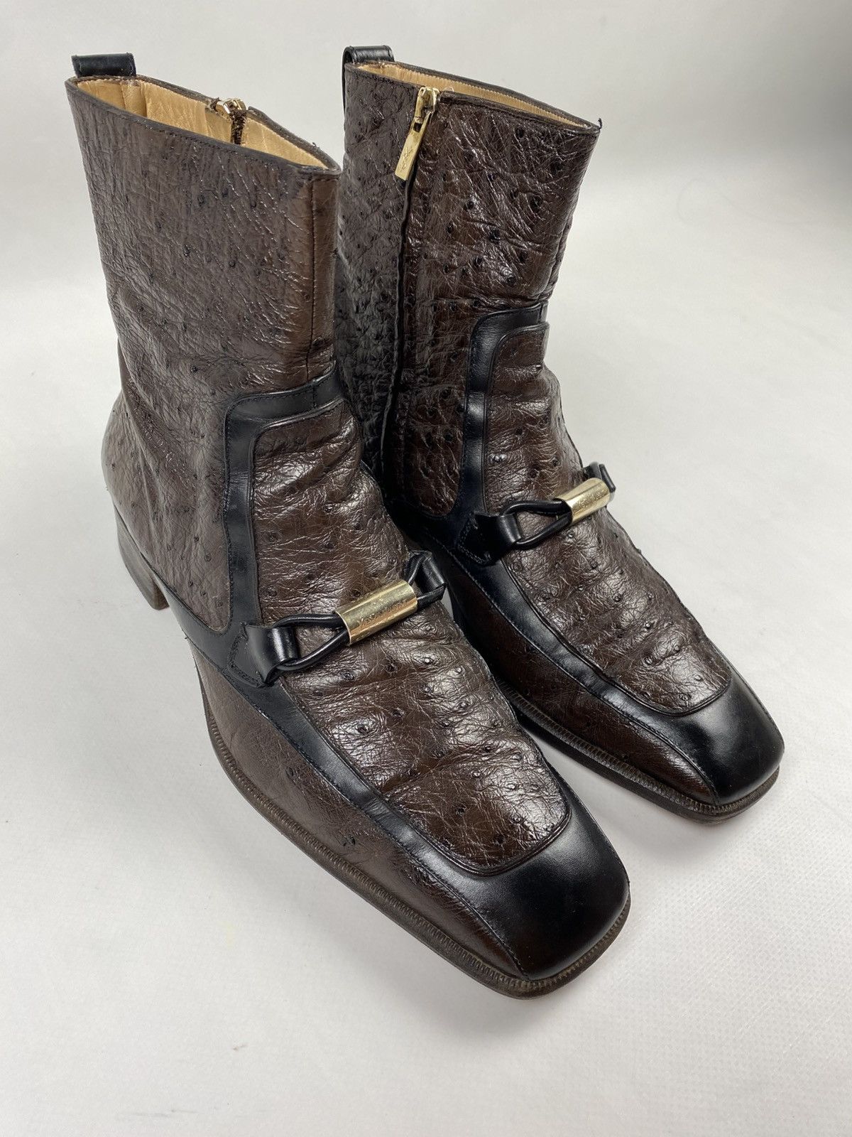 Yves Saint Laurent Archive Yves Saint Laurent Ostrich Skin Heavy Boots Size US 8 / EU 41 - 1 Thumbnail