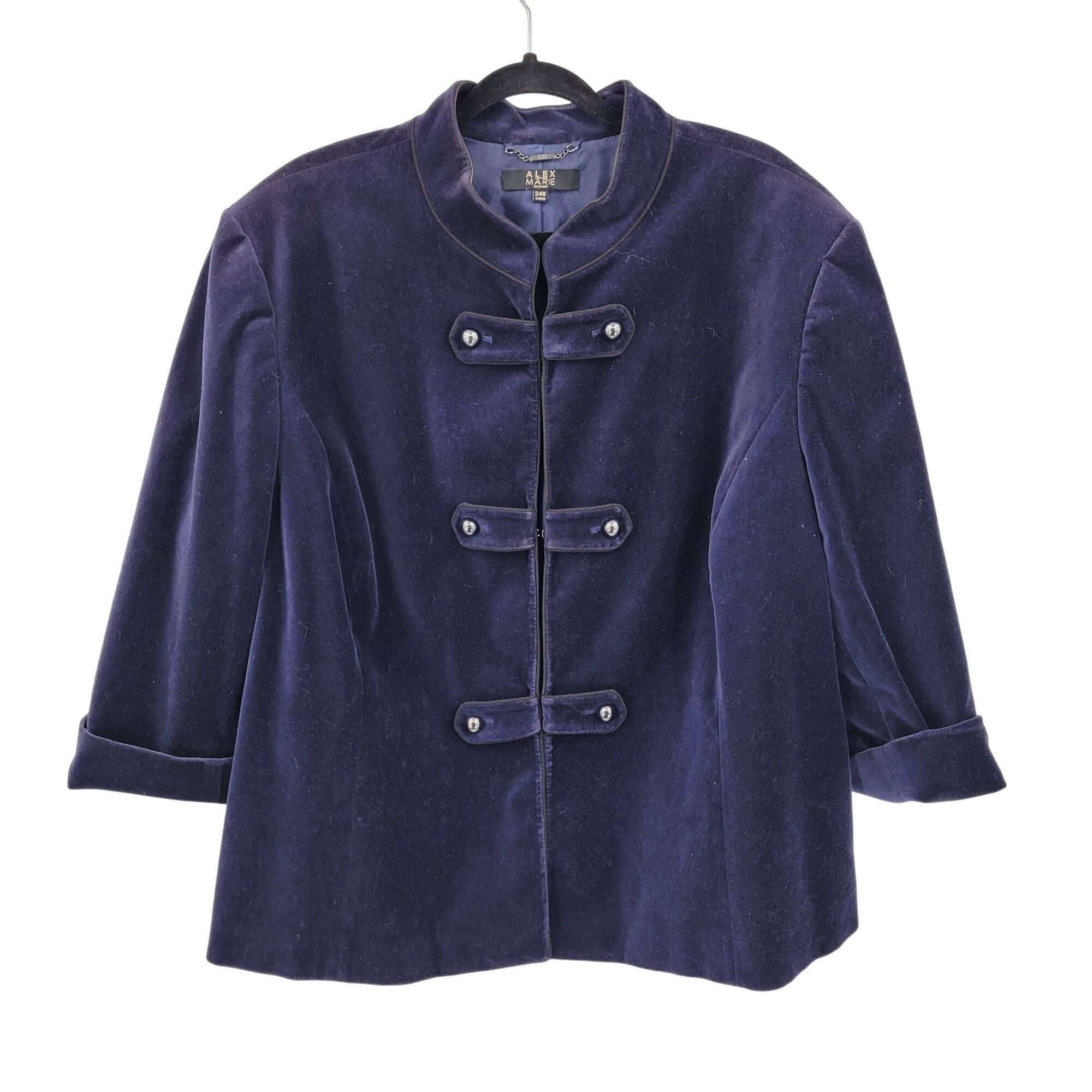 Other Alex Marie Womens Navy Blue Velour Band Blazer Jacket Sz 24W Size 3XL / US 20-22 - 10 Thumbnail