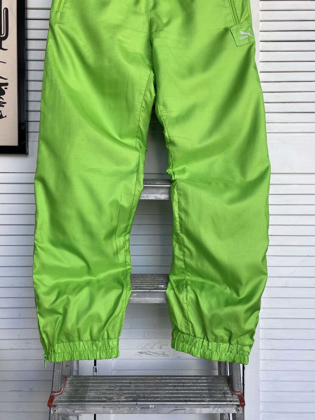Puma × Vintage Vintage 90s Puma Track Retro Pants in Neon Green Y2K Joggers Size US 32 / EU 48 - 3 Thumbnail