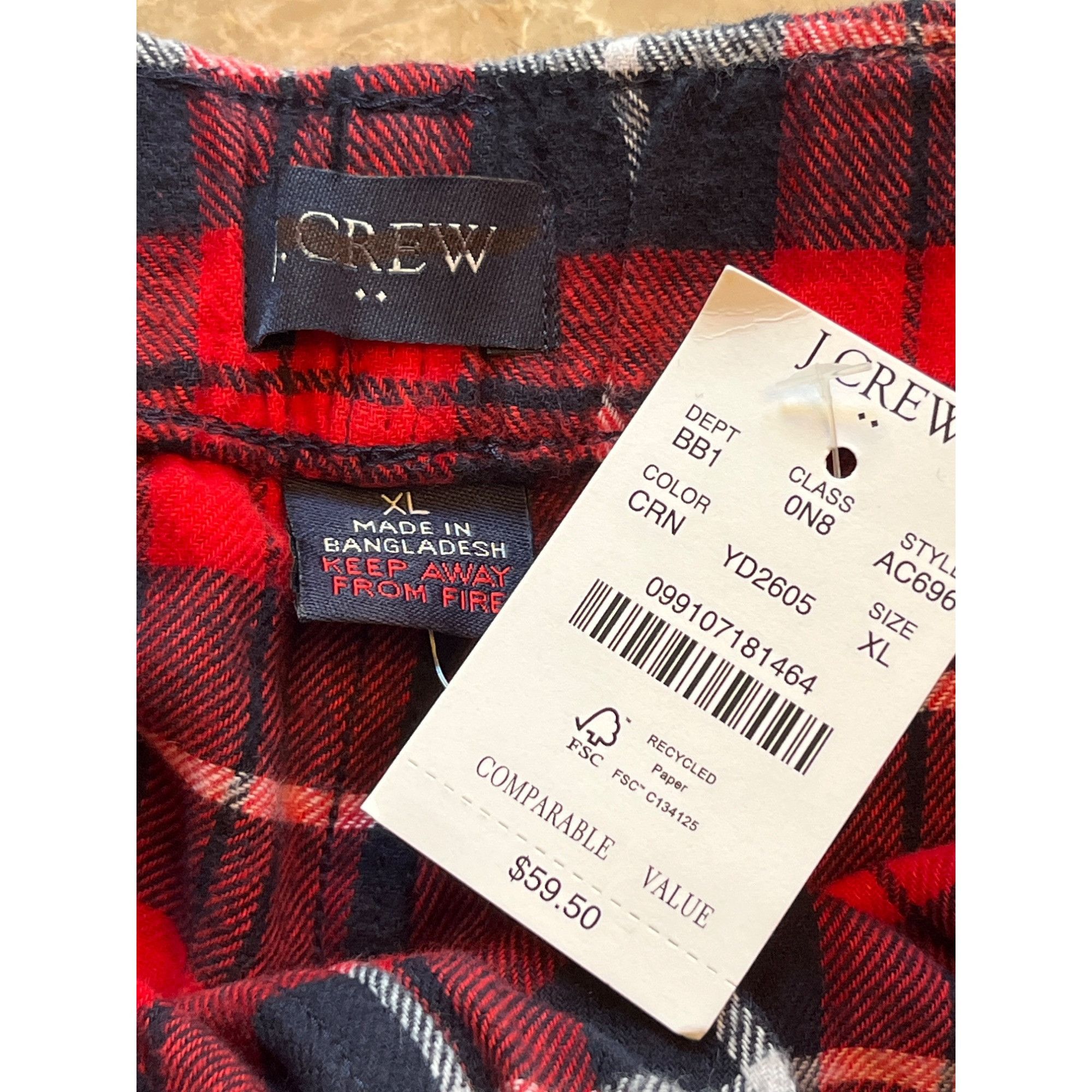 J.Crew J. Crew Flannel Pajama Pants in Red Plaid XL New Mens xmas c Size US 42 / EU 58 - 6 Thumbnail