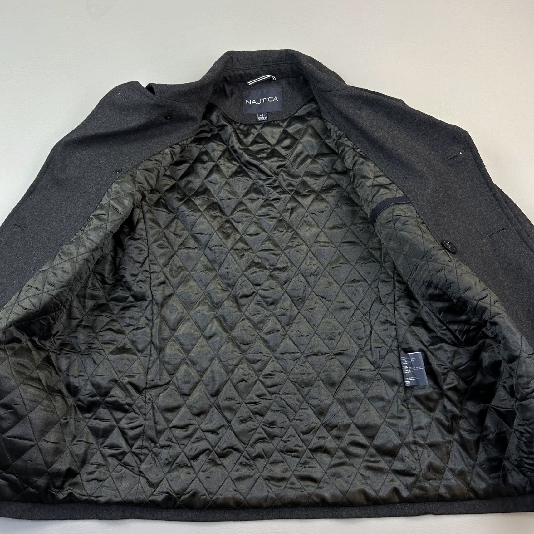 Nautica Nautica Peacoat Jacket Mens L Charcoal Wool Blend Quilt Lined Insulated Coat Size US L / EU 52-54 / 3 - 6 Thumbnail