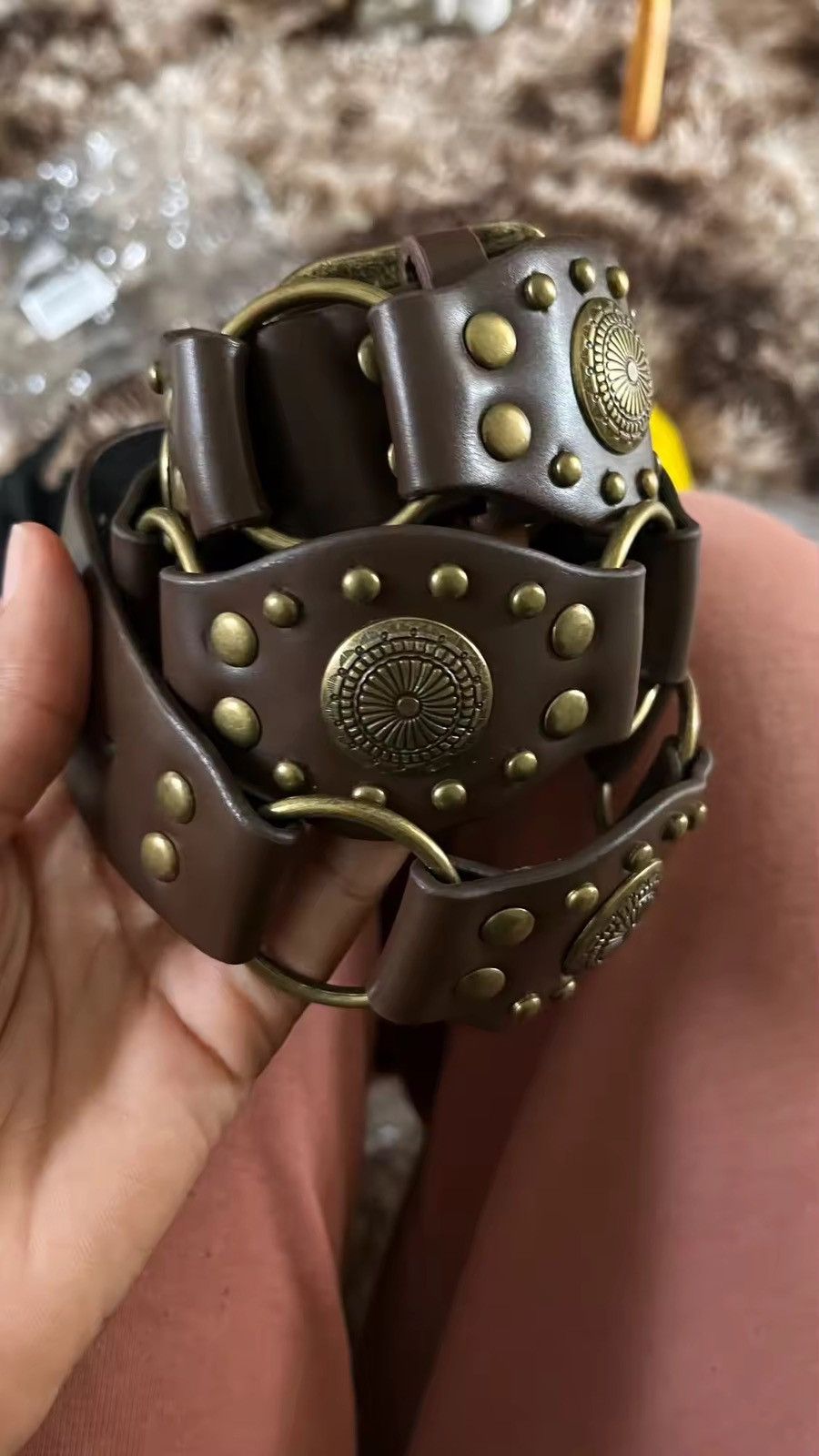 Japanese Brand × Vintage Western cowboy style metal buckle PU leather belt Size ONE SIZE - 8 Thumbnail