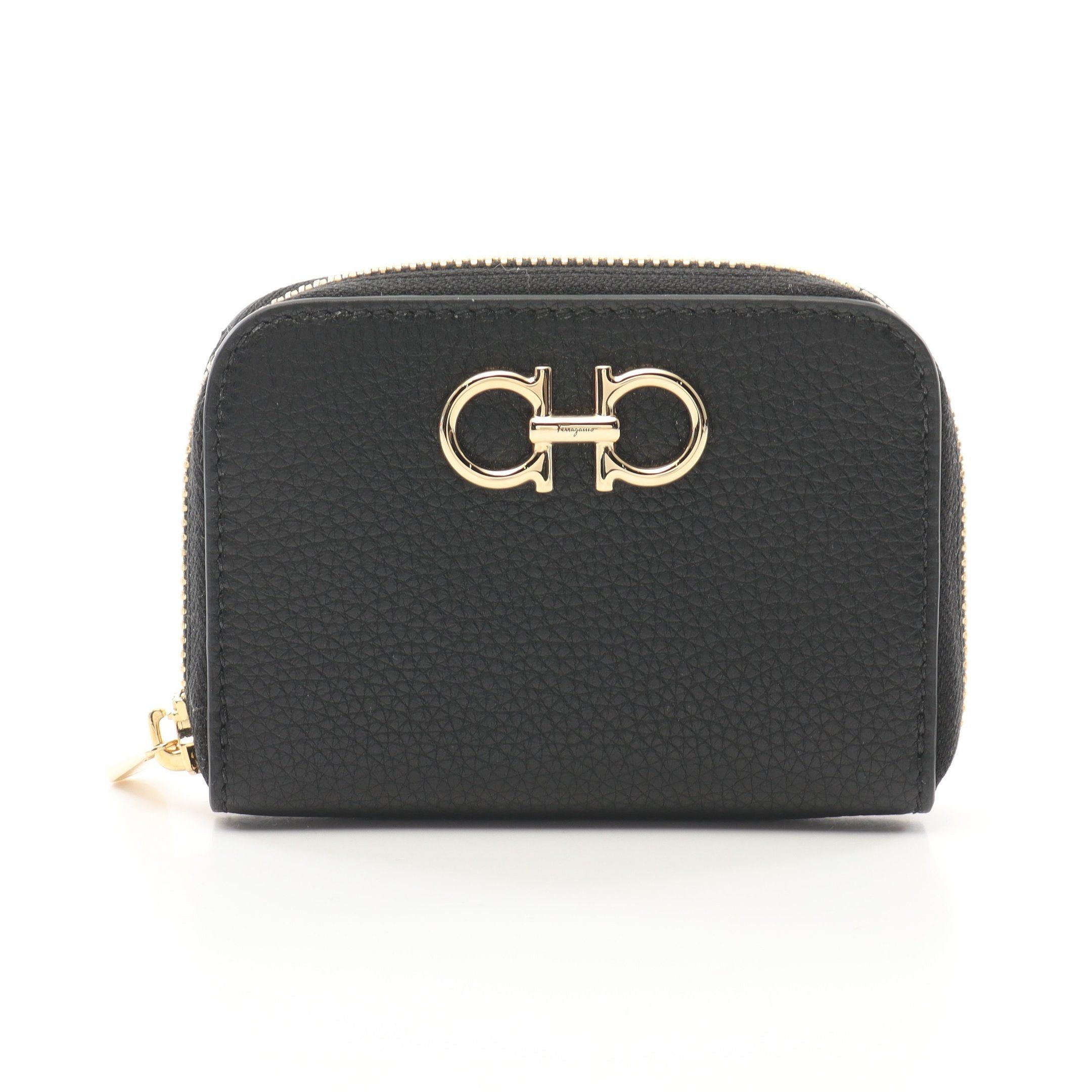 Salvatore Ferragamo Salvatore Ferragamo Double Gancini Card Case Coin Purse Leather Black Size ONE SIZE - 1 Thumbnail