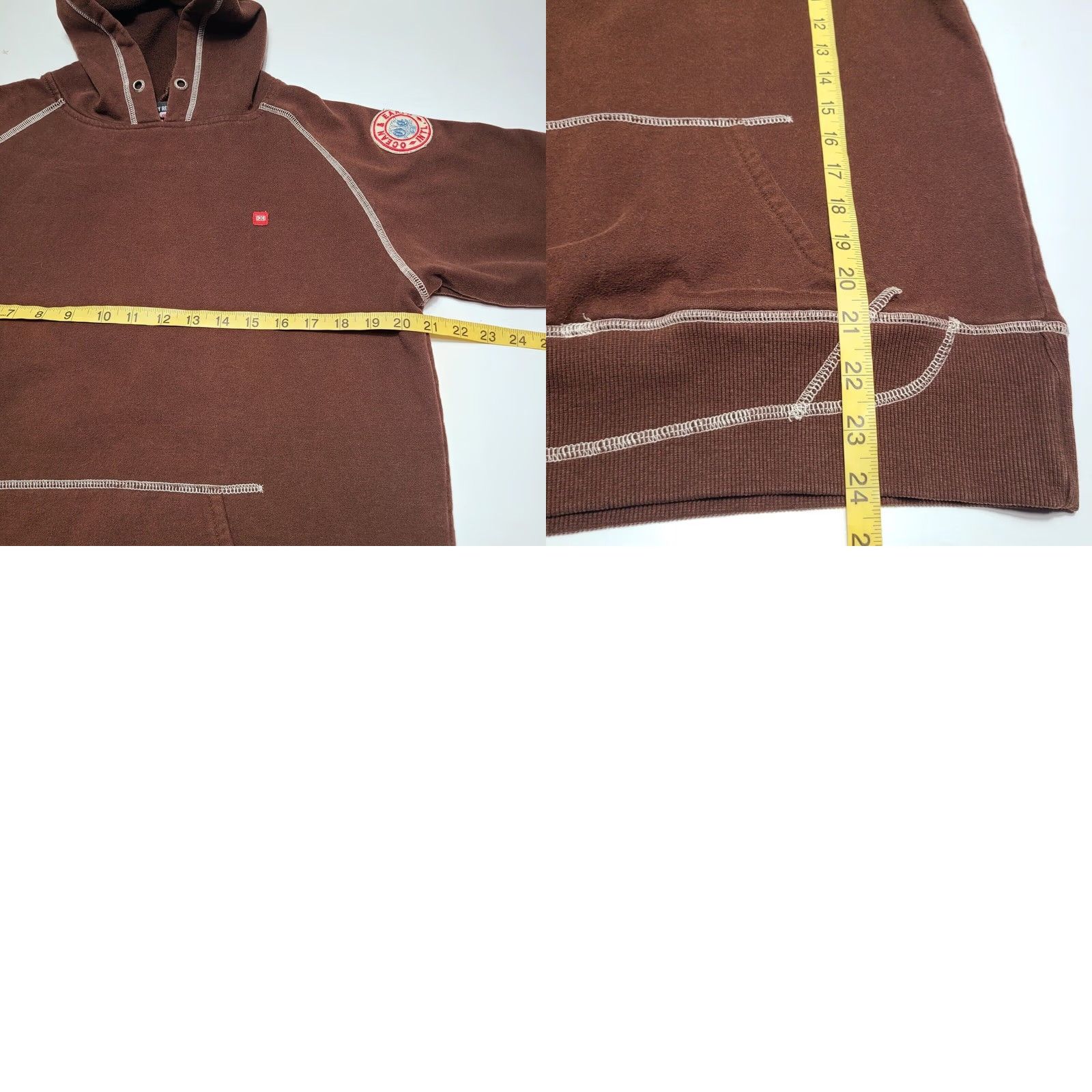 Vintage Ocean And Earth "Surfing Is My Religion" Hoodie Mens S Size Small Graphic Y2k Brown Cotton Blend Pullover Long Sleeve Size US S / EU 44-46 / 1 - 8 Thumbnail