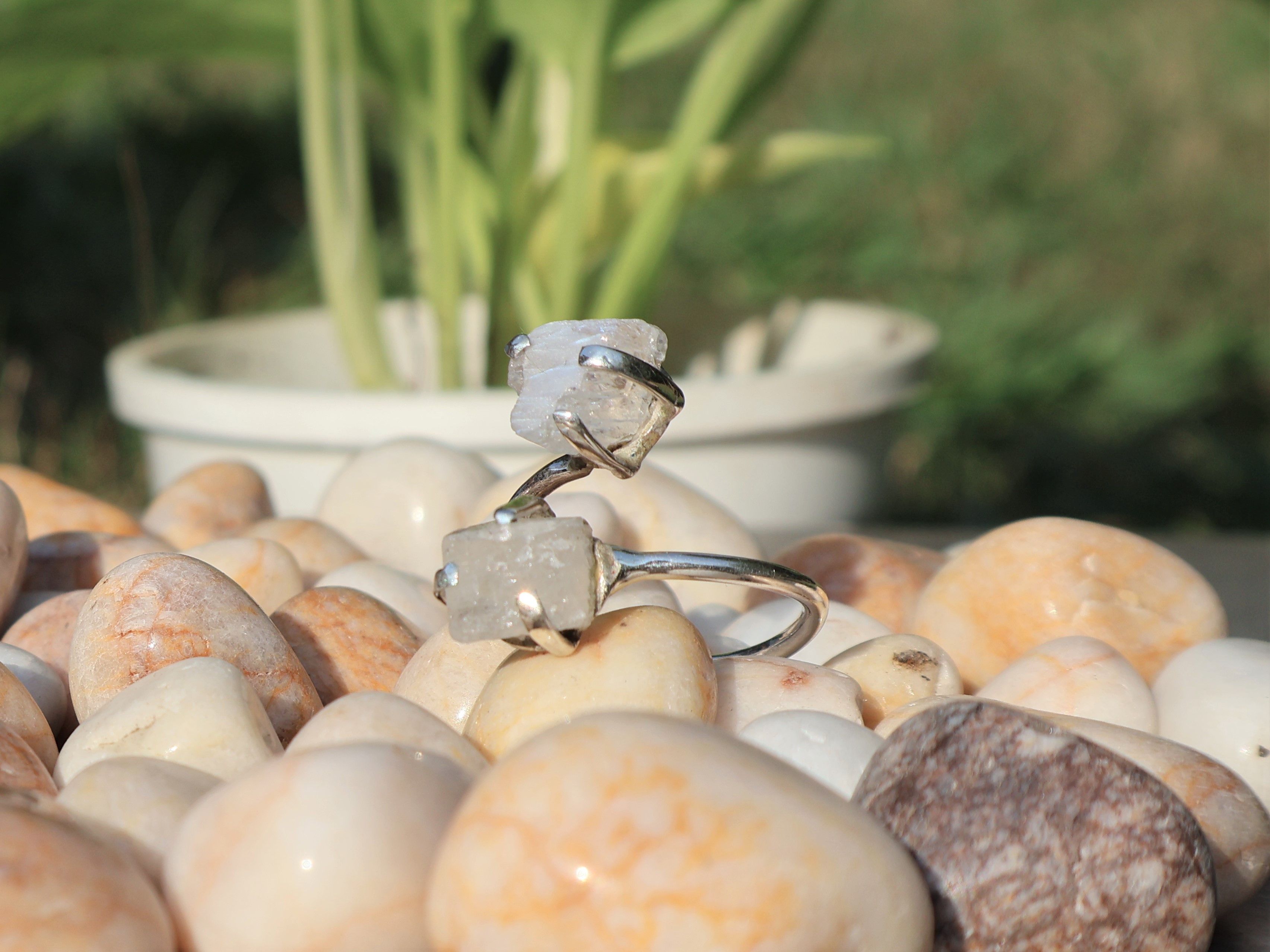 Handmade Raw Moonstone Ring, Handmade Ring, 925 Sterling Silver, Size ONE SIZE - 2 Thumbnail