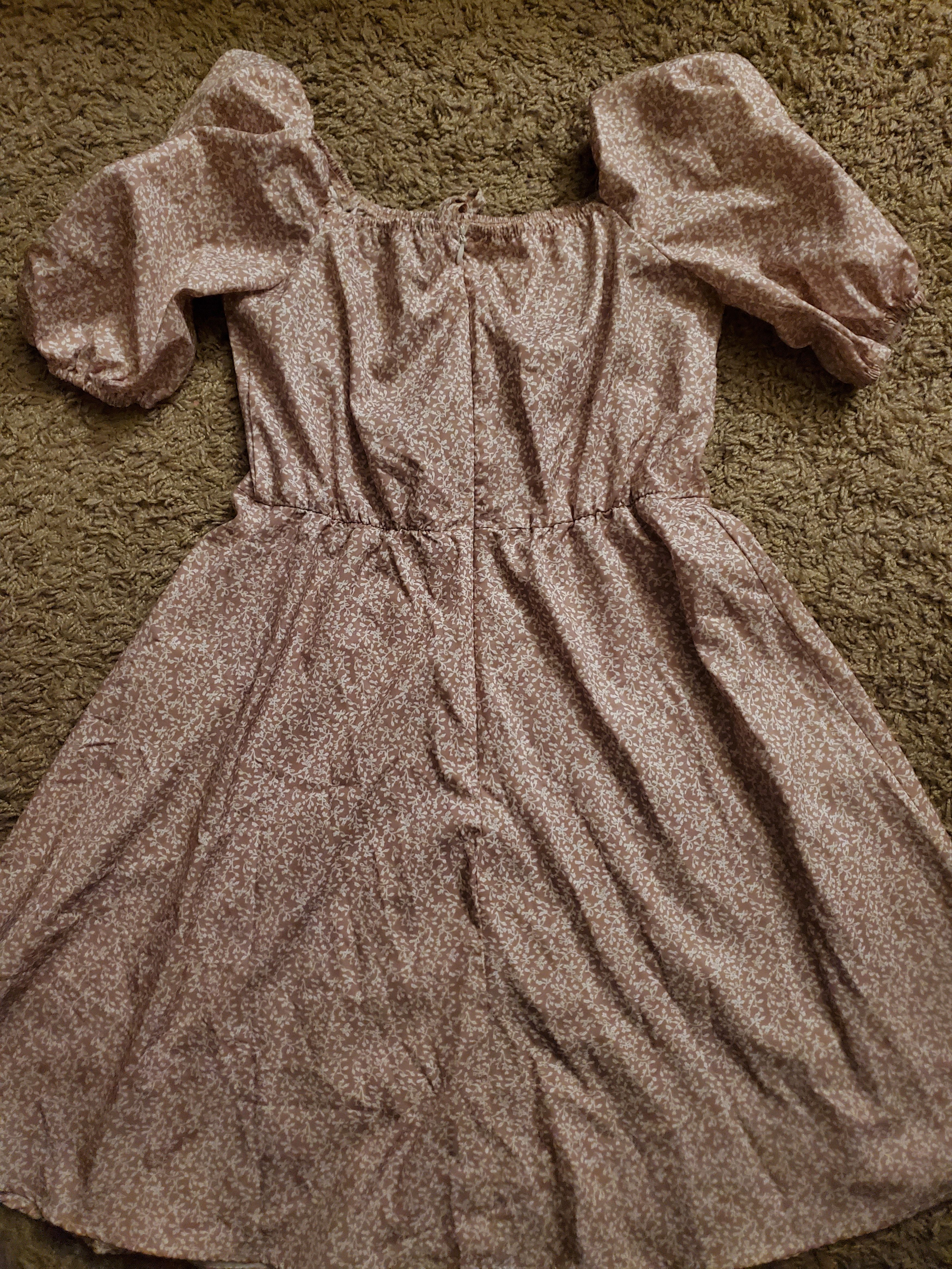Other Simplee lightweight tan mini dress w/ white floral design Size S / US 4 / IT 40 - 3 Thumbnail
