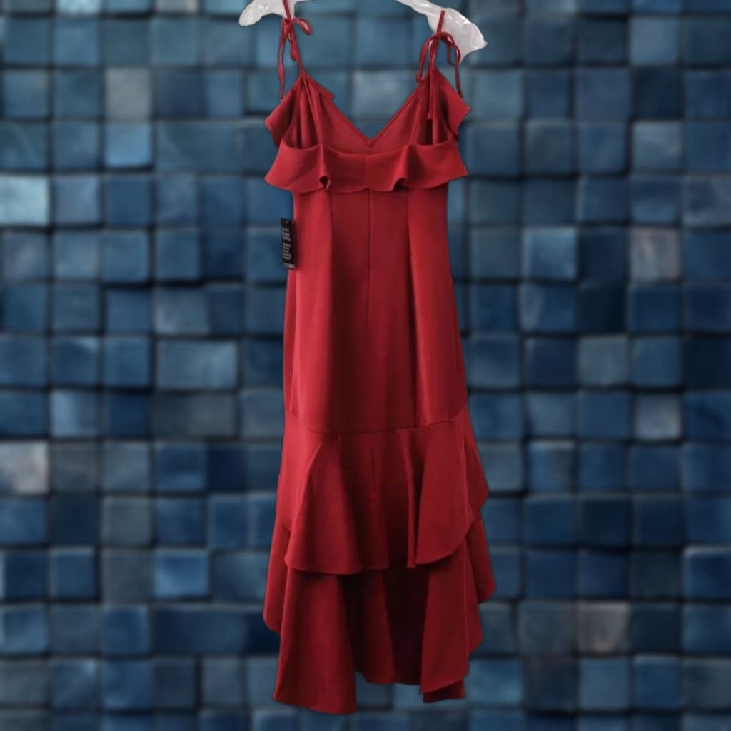 Express NEW NWT Express Red Tie Strap Tiered Ruffle Midi Dress Size 0 Womens Size XS / US 0-2 / IT 36-38 - 1 Thumbnail