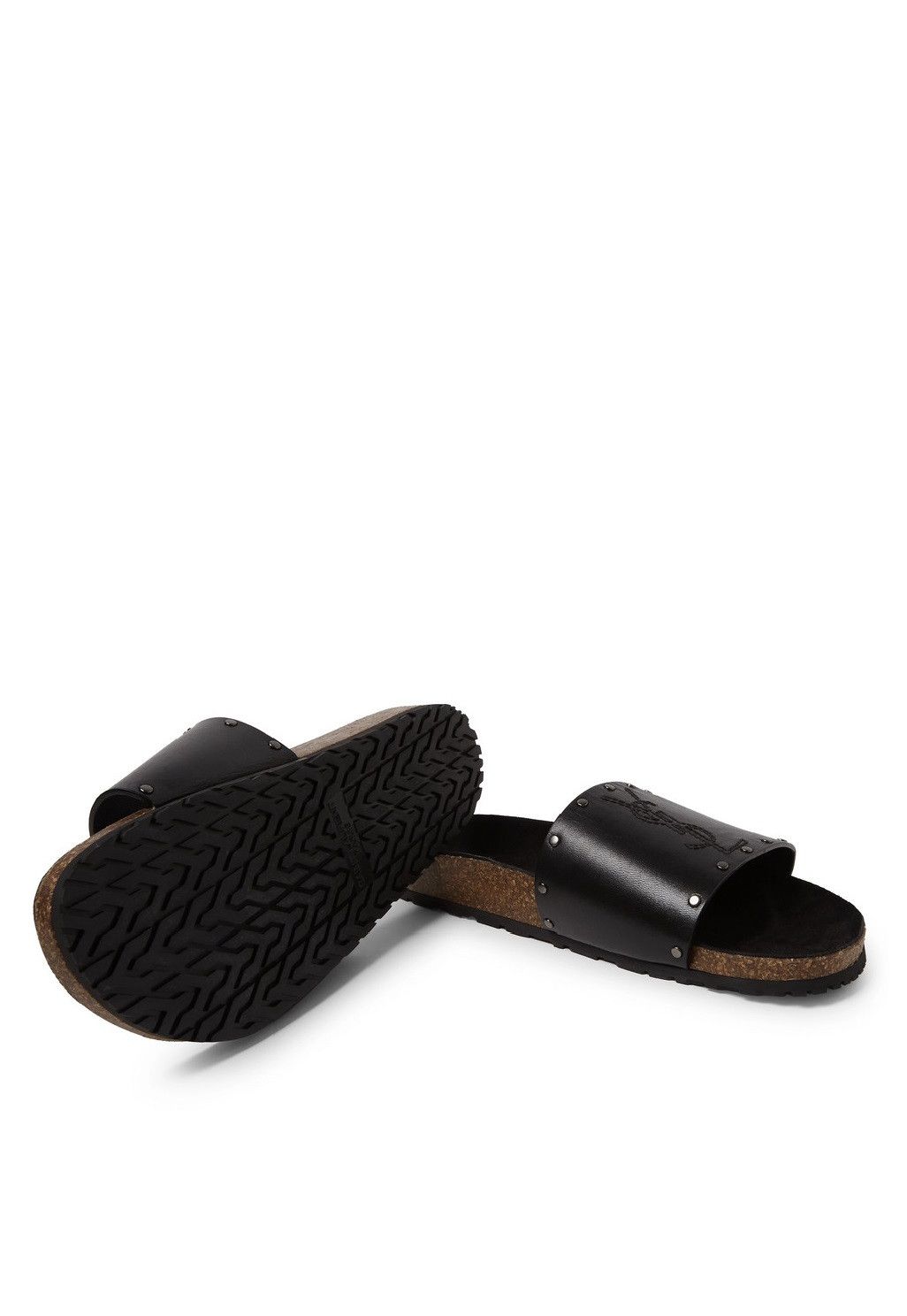 Saint Laurent Paris Saint Laurent Jimmy Logo Stud Slides Sandal - Black Leather Size US 9 / EU 42 - 3 Thumbnail