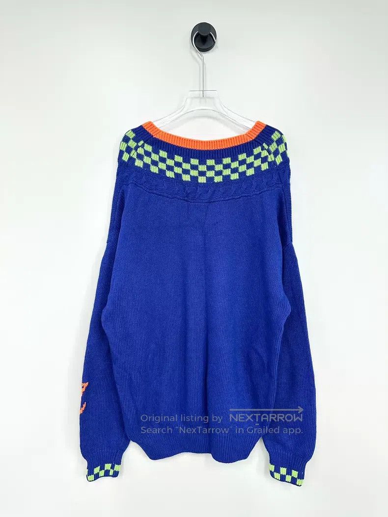Louis Vuitton Louis Vuitton Blue V-neck checkerboard knit sweater Size US L / EU 52-54 / 3 - 2 Thumbnail