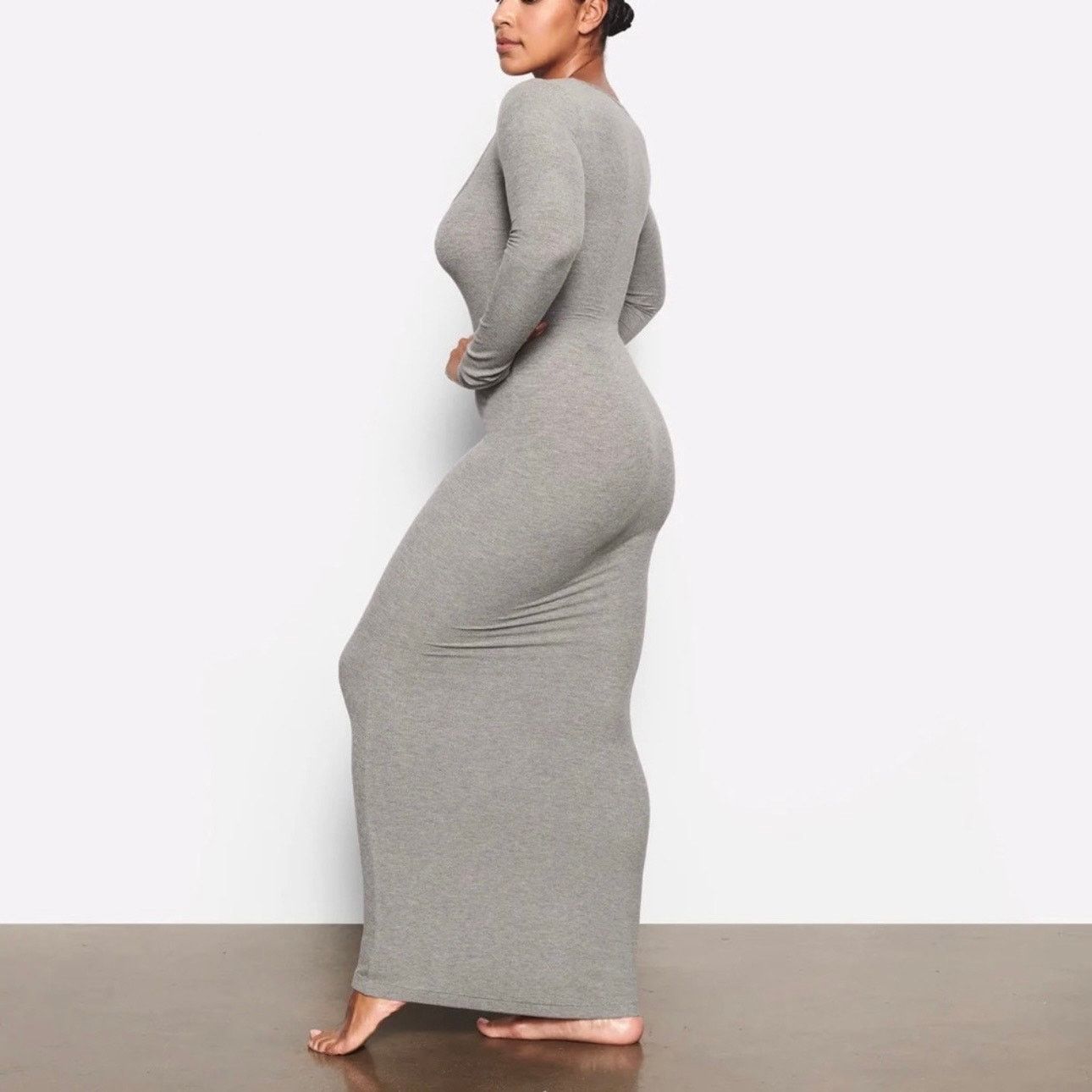 SKIMS Skims Soft Lounge Long Sleeve Dress Maxi Gray Size Small Size S / US 4 / IT 40 - 9 Thumbnail