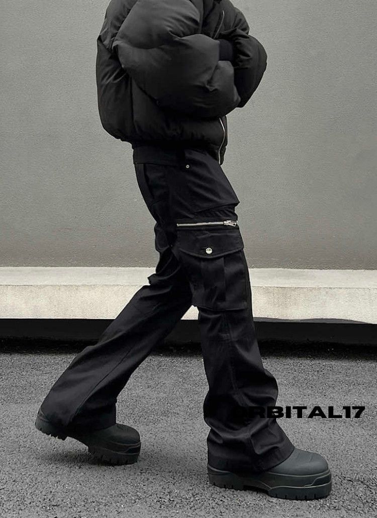 Other Black Cargo Wide Leg Pants, Stacked Pants Size US 32 / EU 48 - 3 Thumbnail
