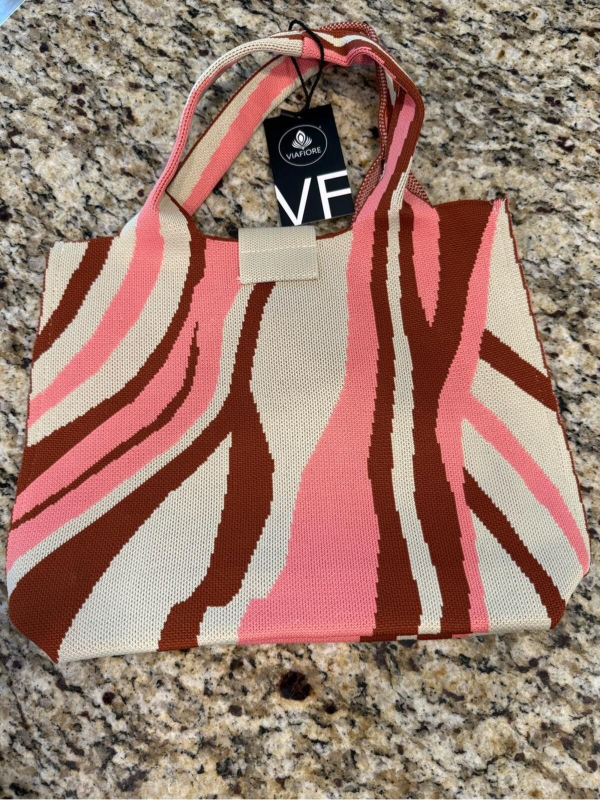 Other Viafore satchel handbag knit swirled cream pink & burgundy Size ONE SIZE - 1 Thumbnail