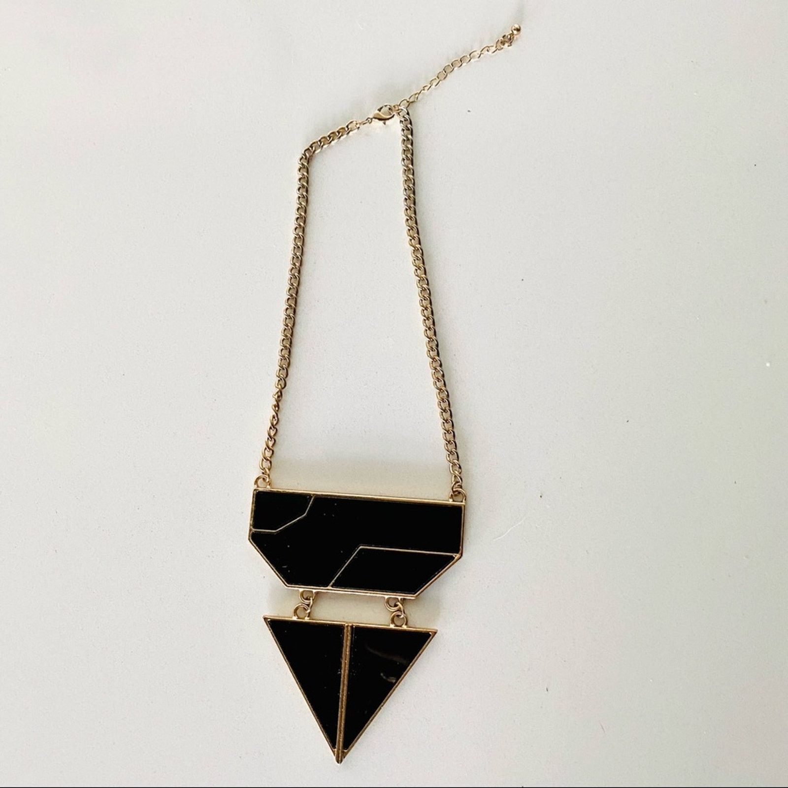 Nordstrom NORDSTROM Black Gold Geometric Triangle Pendant Necklace Size ONE SIZE - 7 Thumbnail