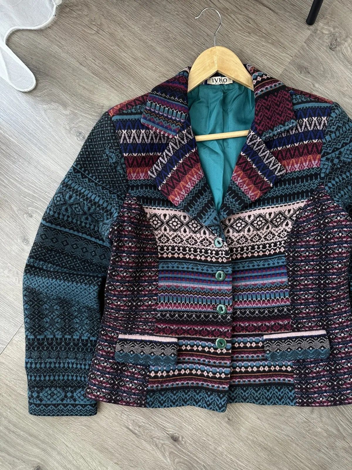Missoni Vintage Ivko Woman Wool Ornaments Multicolour Blazer Jacket Size M / US 6-8 / IT 42-44 - 3 Thumbnail