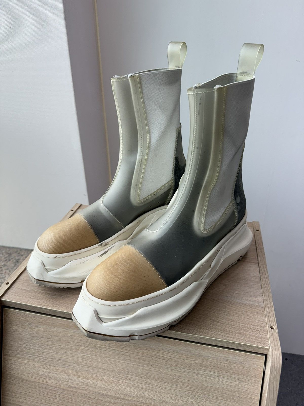 image of Rick Owens Abstract Boots in White, Men's (Size 11)