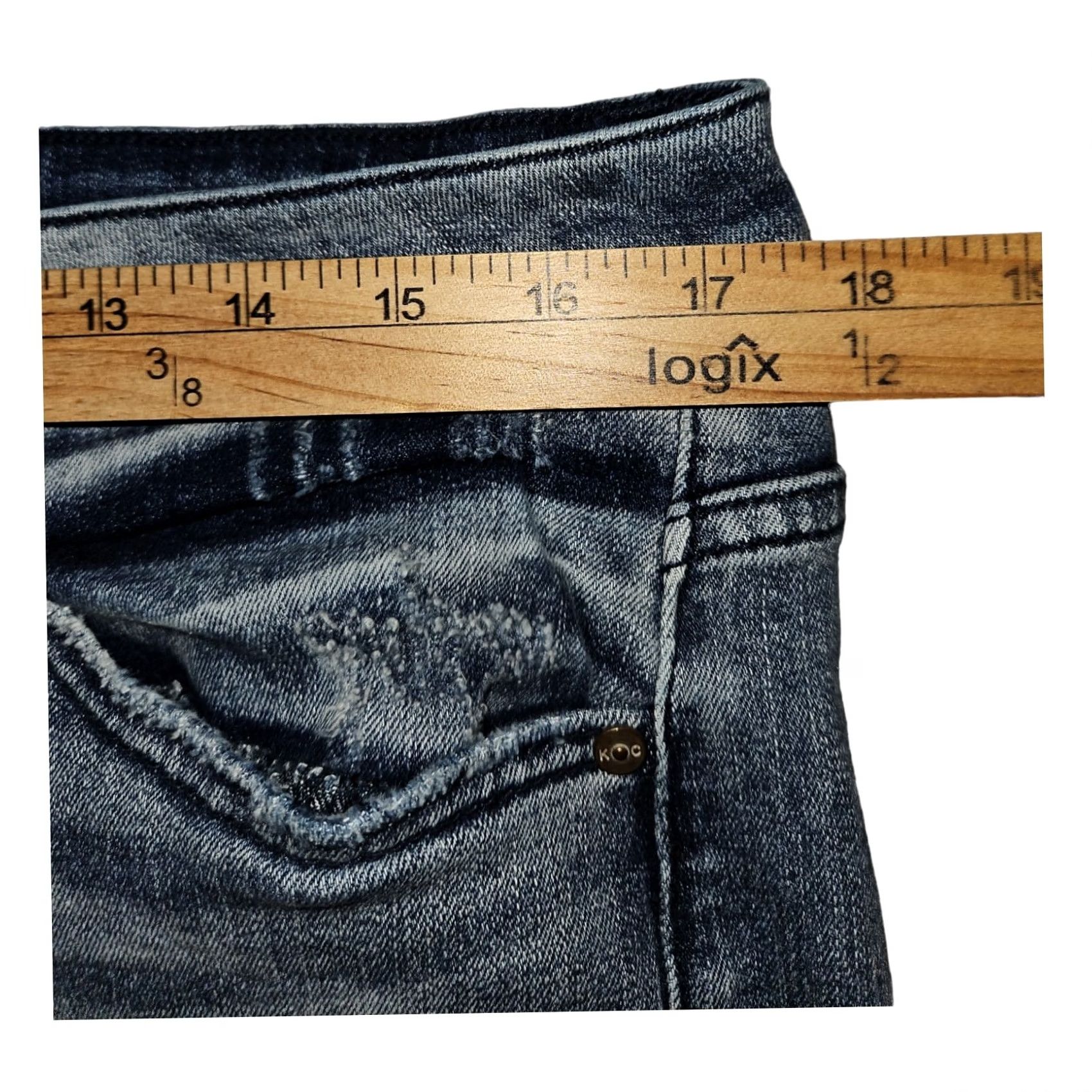 Vintage Kancan Cherish High Rise Skinny Jeans Women's 13 Distressed Stretch Blue 5-Pocket Inseam 29.5in Regular Size 34" / US 12 / IT 48 - 4 Thumbnail