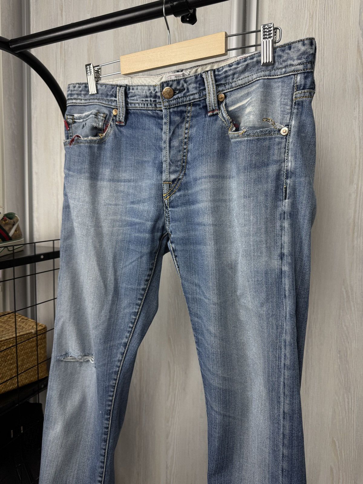 Other Sartoria Tramarossa 1967 blue faded distressed denim jeans Size US 34 / EU 50 - 5 Thumbnail