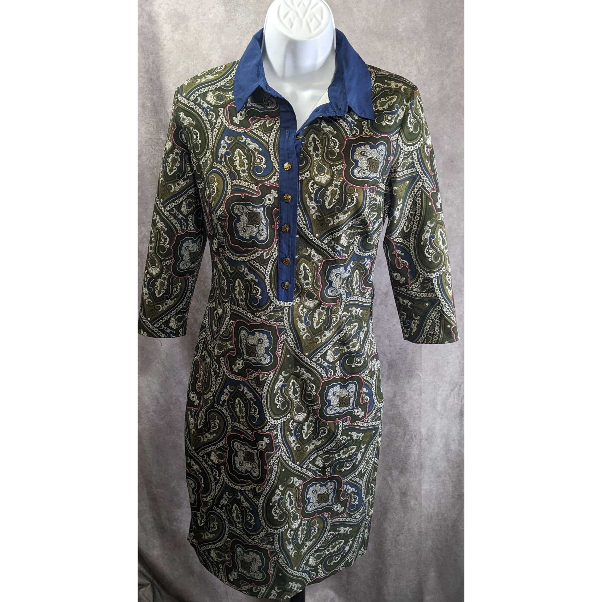 Other Verom By Memento Paisley Button-Up Collared Dress With 3/4 S Size S / US 4 / IT 40 - 1 Thumbnail