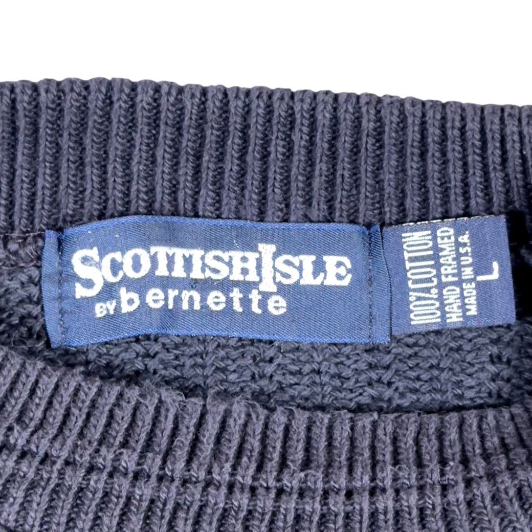 Vintage VINTAGE Scottish Isle Sweater Mens Pullover Adult MEDIUM Blue Embroidered Golf 90s Cotton Knit Crew Neck Size US M / EU 48-50 / 2 - 4 Thumbnail