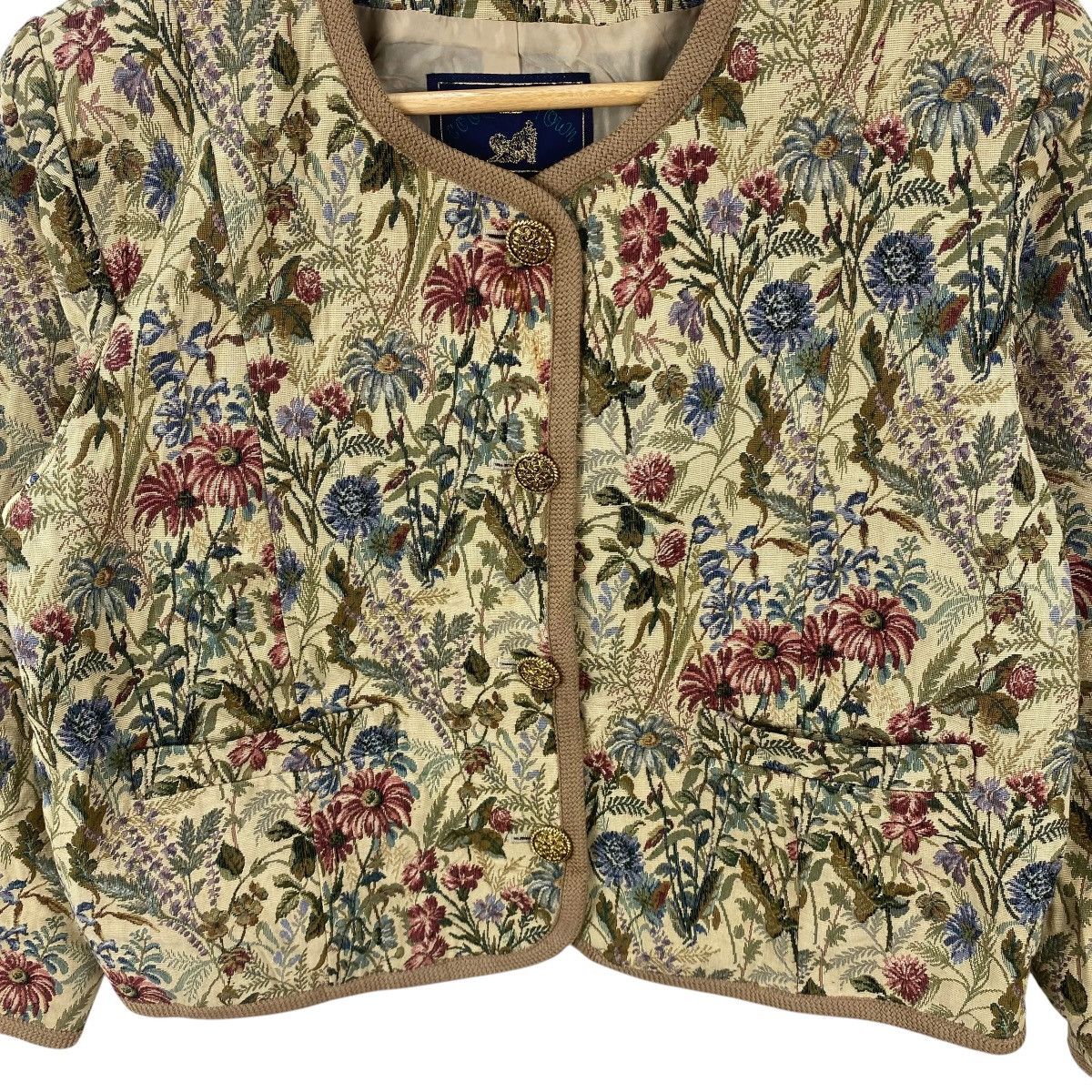 Vintage Vintage COCK TOWN Floral Tapestry Cropped Jacket Gobelin Size L / US 10 / IT 46 - 6 Thumbnail