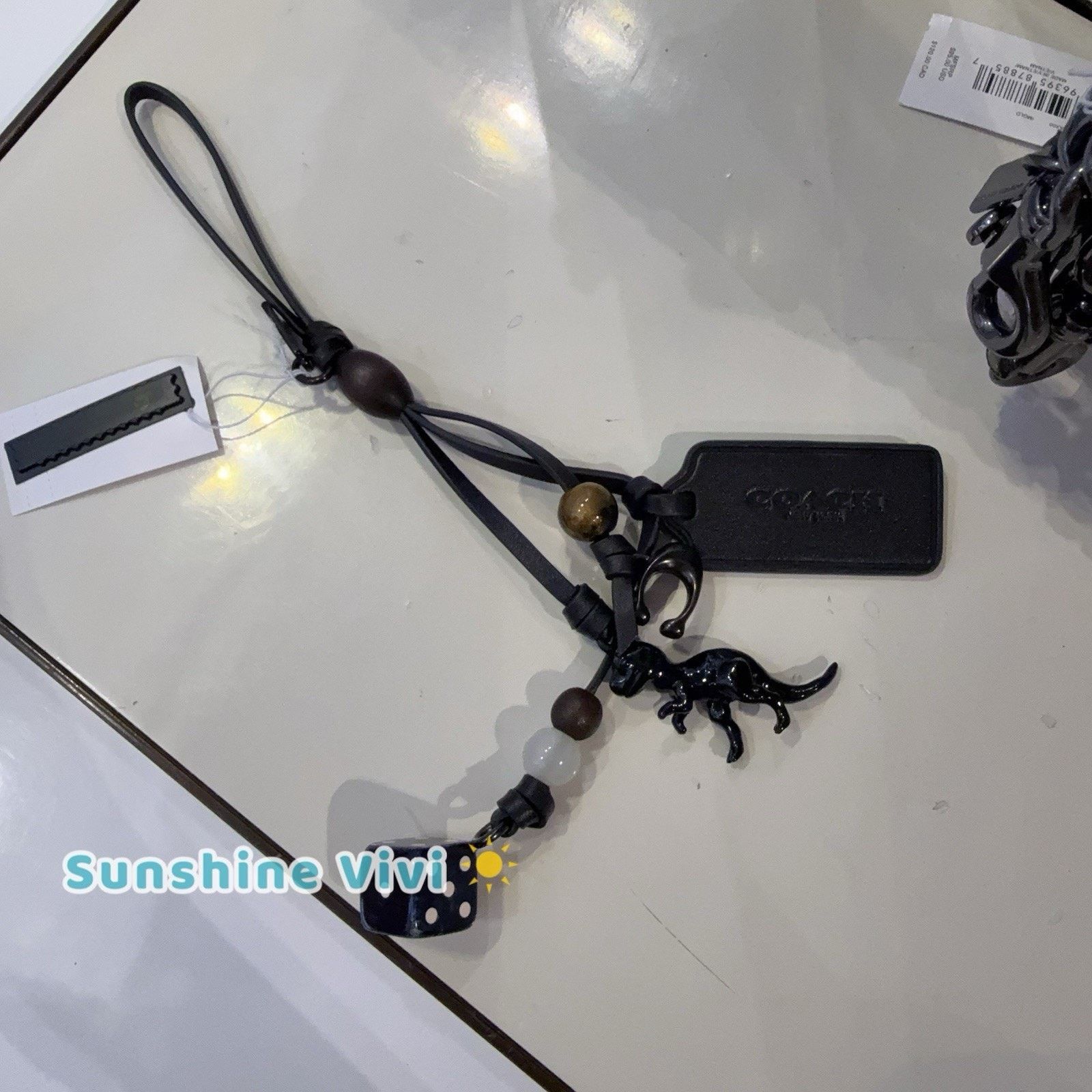 Coach NWT Coach Heritage Bag Charm CCY37 Black Leather Resin Size ONE SIZE - 2 Thumbnail