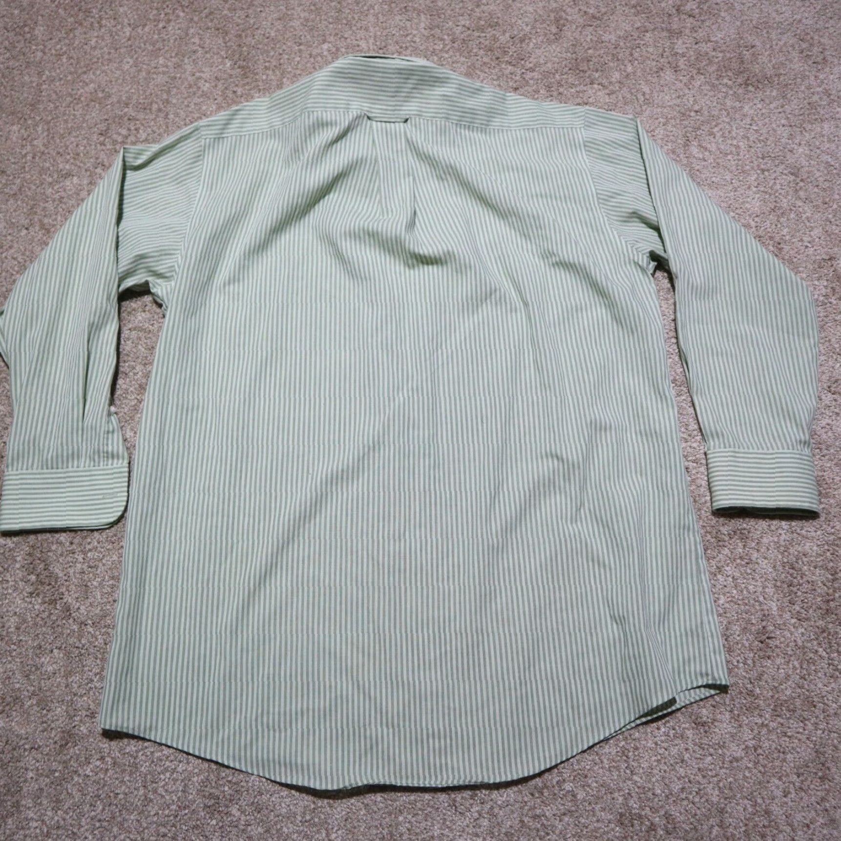 Stafford VINTAGE Stafford Men's Long Sleeve Button-Up Shirt Green White Stripes 16.5 Collared Cotton Blend Size US L / EU 52-54 / 3 - 8 Thumbnail