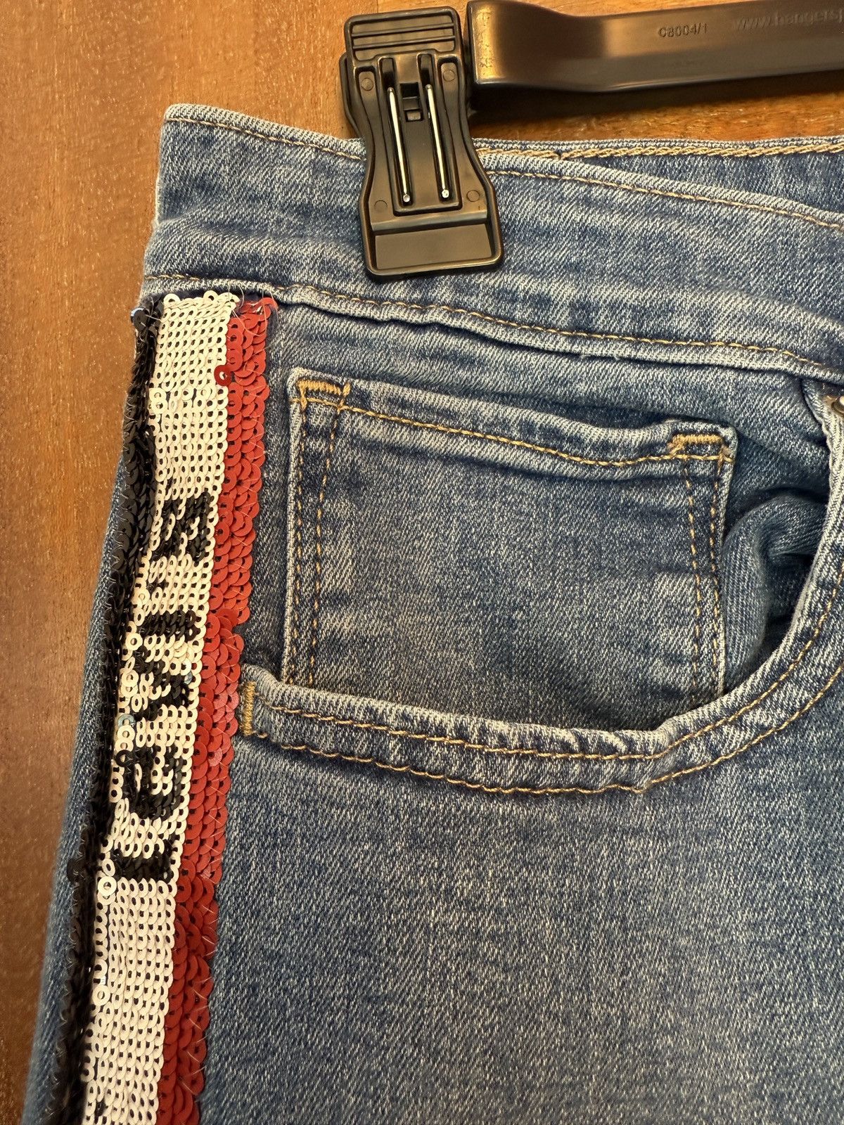 Levi's Levis Premium 721 Hi Rise Skinny Sequin RWB Tuxedo Style -33 Size 33" - 2 Thumbnail