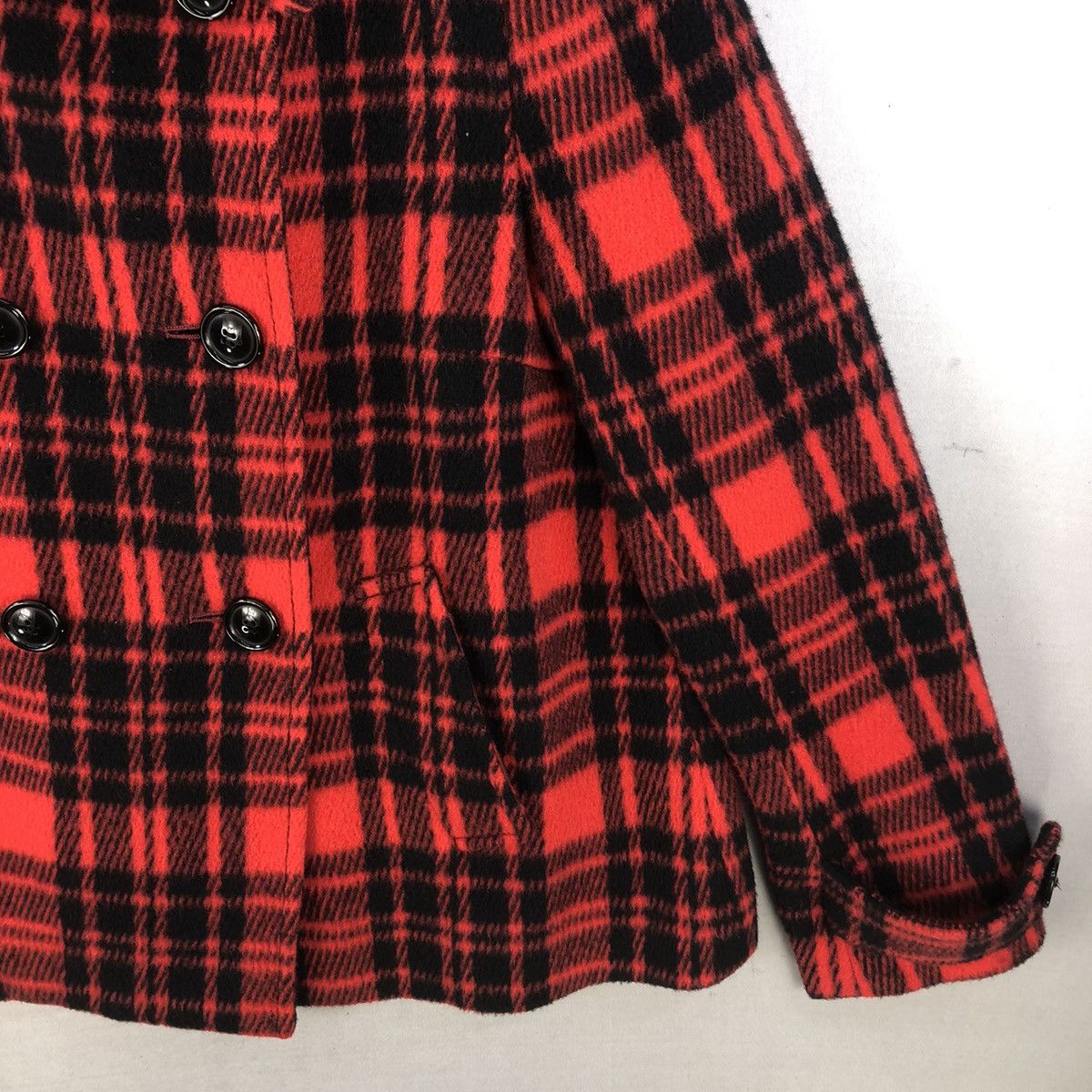 Japanese Brand Japanese Brand Double Breasted Plaid Wool Jacket Size S / US 4 / IT 40 - 3 Thumbnail