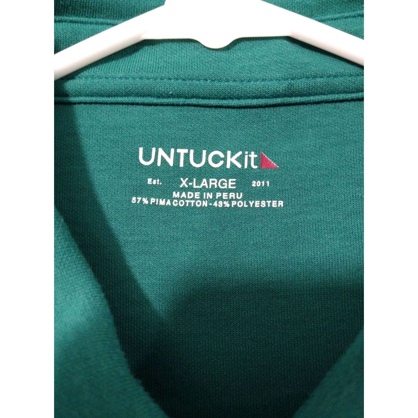 UNTUCKit UNTUCKit Polo Shirt Mens XL Green Short Sleeve Pullover Supima Cotton Blend Knit Collared Casual Size US XL / EU 56 / 4 - 5 Thumbnail