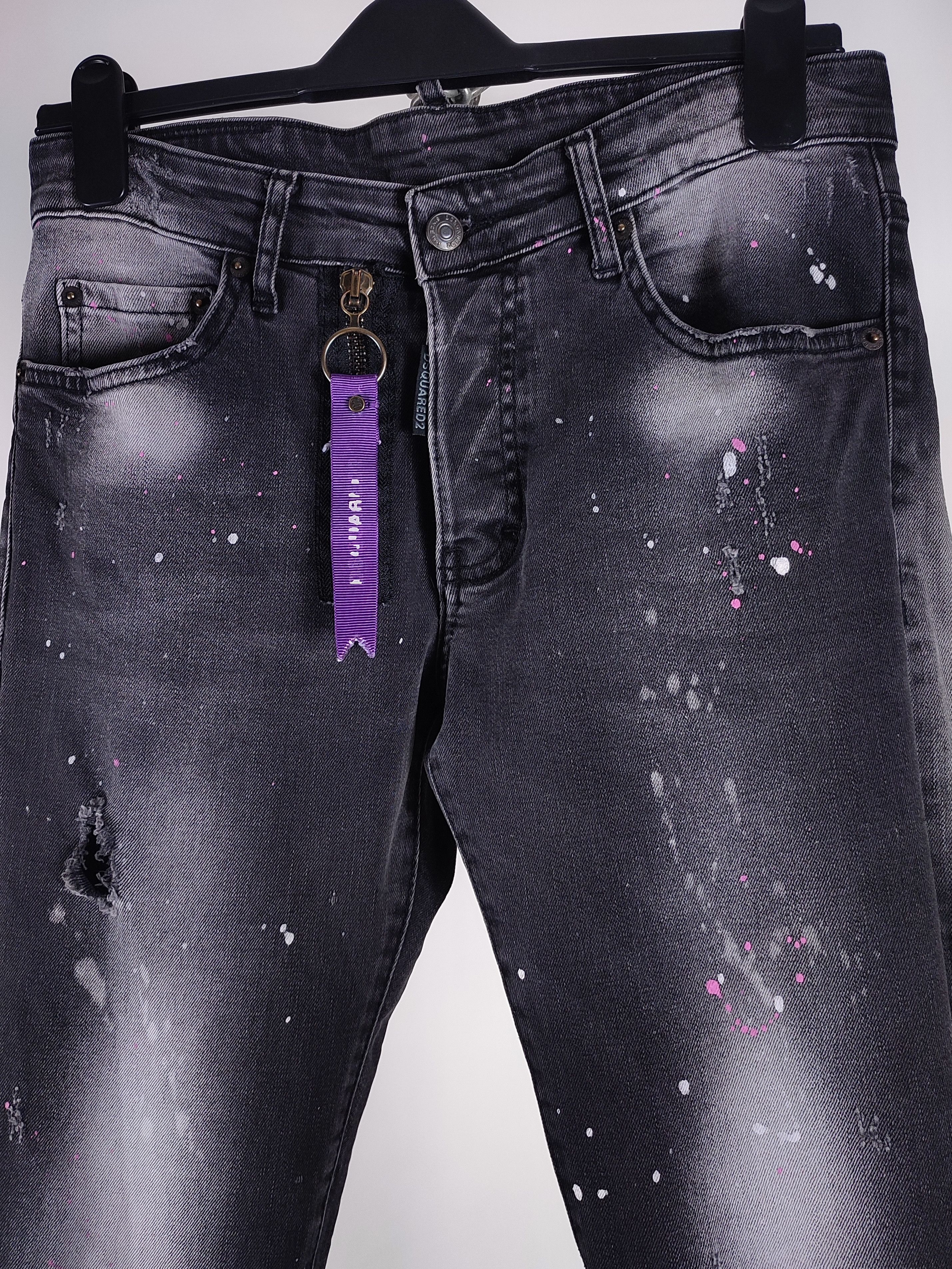 Dsquared2 💜 Dsquared2 Skinny Splatter Keychain Distressed Denim Pants Size US 30 / EU 46 - 7 Thumbnail