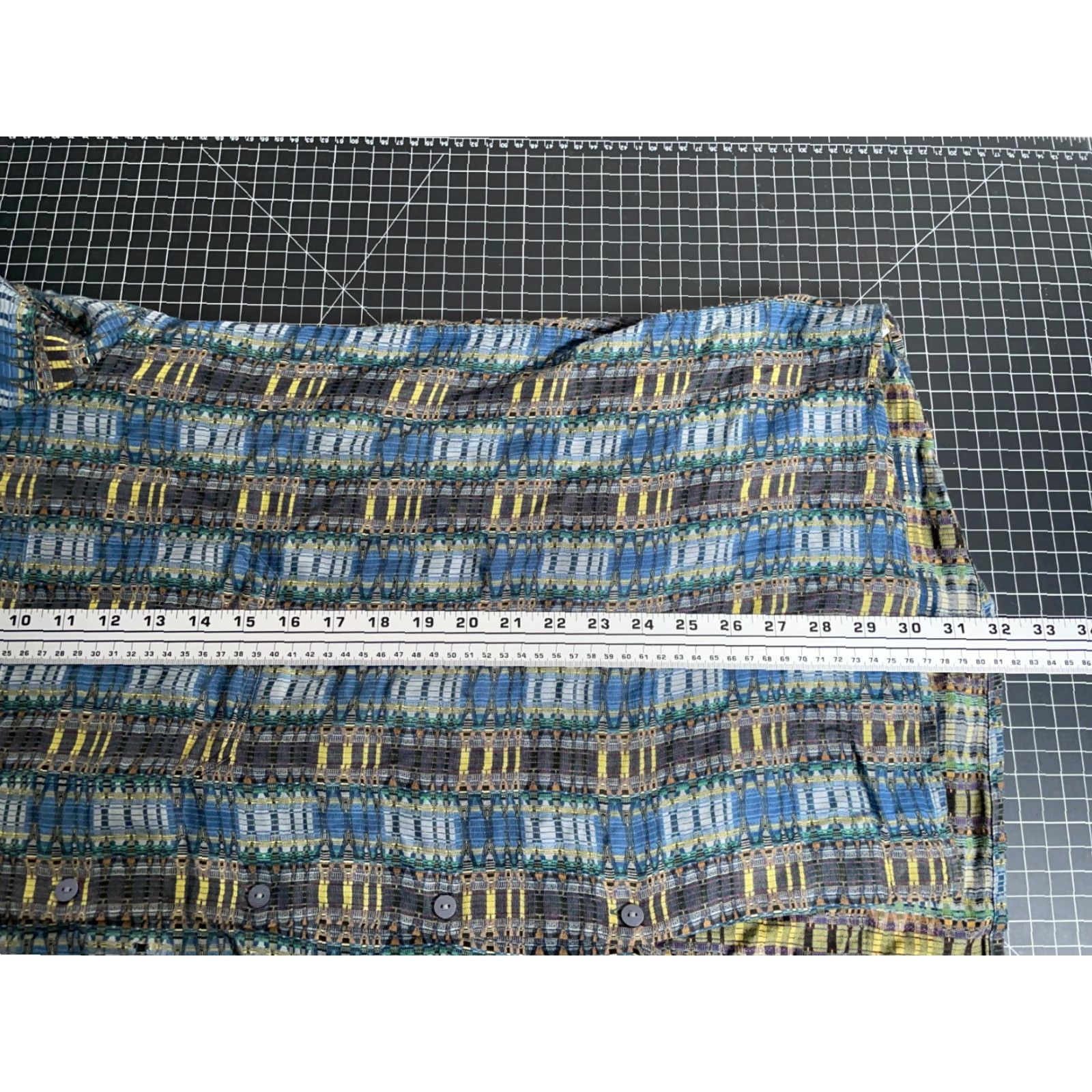 Vintage Jhane Barnes Shirt Men's XL Blue Yellow Hypnotic Check Plaid Pattern (flaws) Button-Up Long Sleeve Collared Cotton Vintage No Size US XL / EU 56 / 4 - 7 Thumbnail