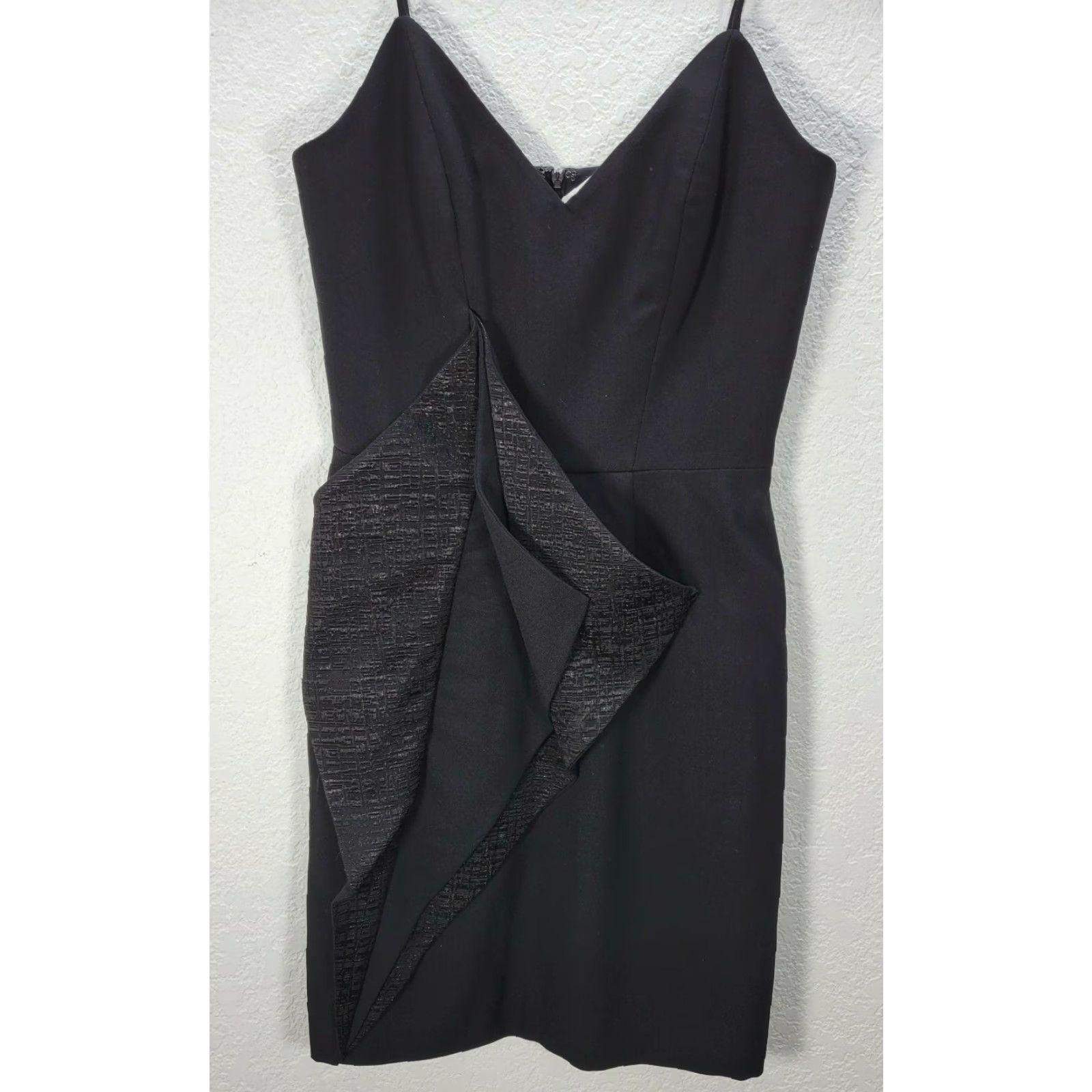 Vintage Women's Tristan And Trista Bodycon Black Mini Leaf Dress Cocktail Sleeveless V-Neck Zip Sz 4 Shirt Dresses Womens Size S / US 4 / IT 40 - 3 Thumbnail