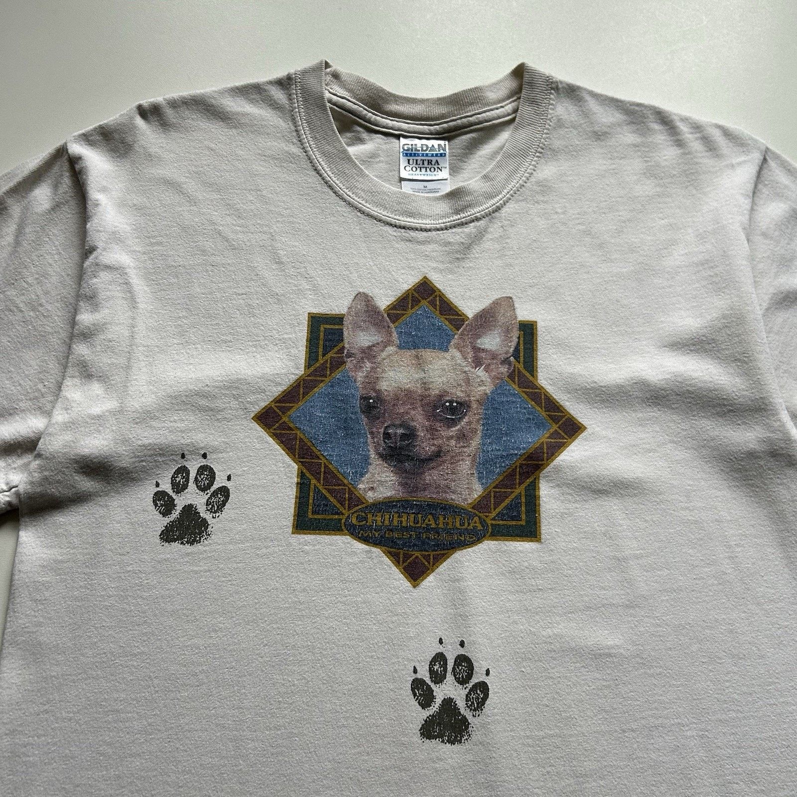 Gildan × Vintage Vintage Chihuahua Animal Art Shirt Medium White Y2K Dog Rare Size US M / EU 48-50 / 2 - 2 Thumbnail