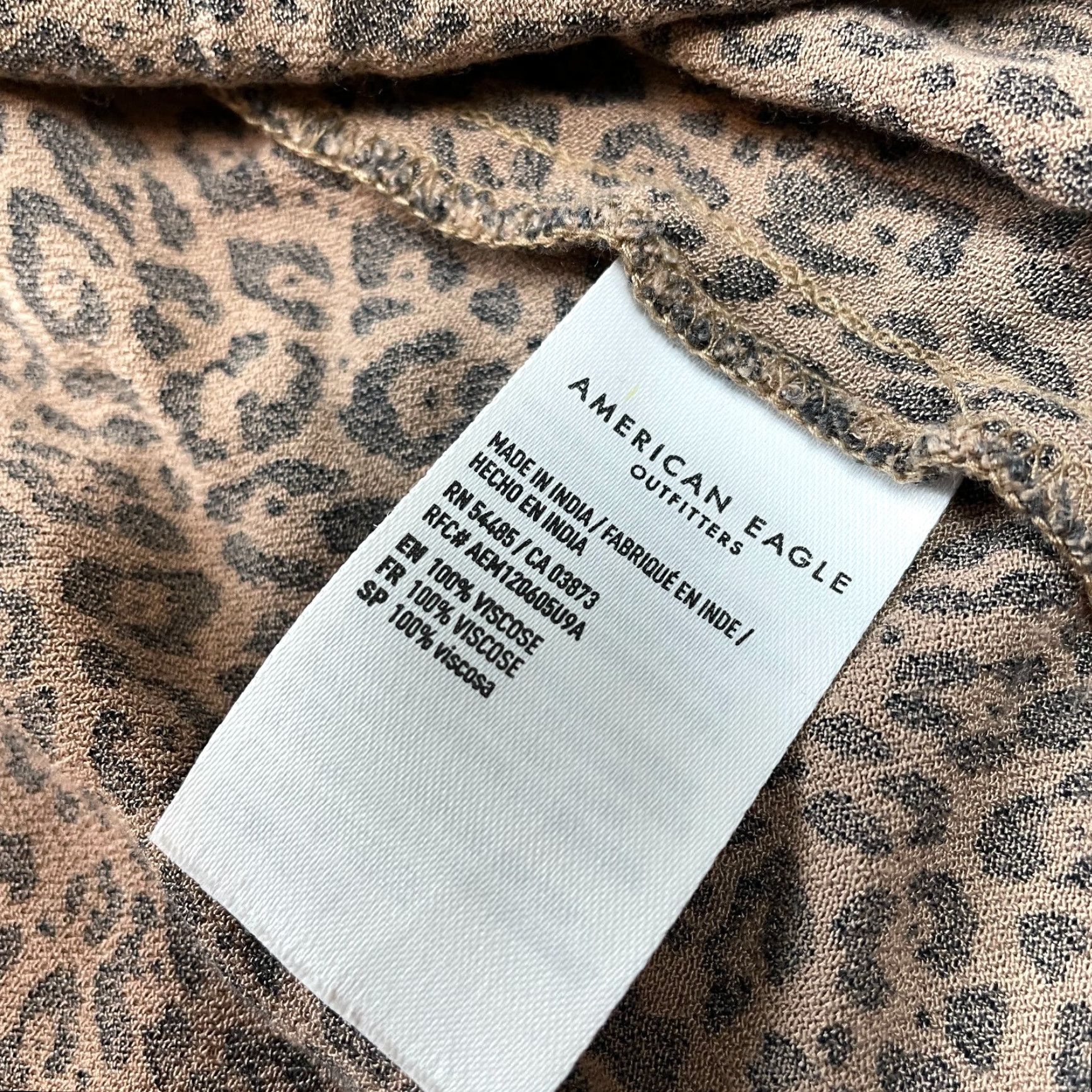 American Eagle Outfitters American Eagle Cropped Top Womens Medium Brown Leopard Print Flare Sleeve Knot Size M / US 6-8 / IT 42-44 - 4 Thumbnail
