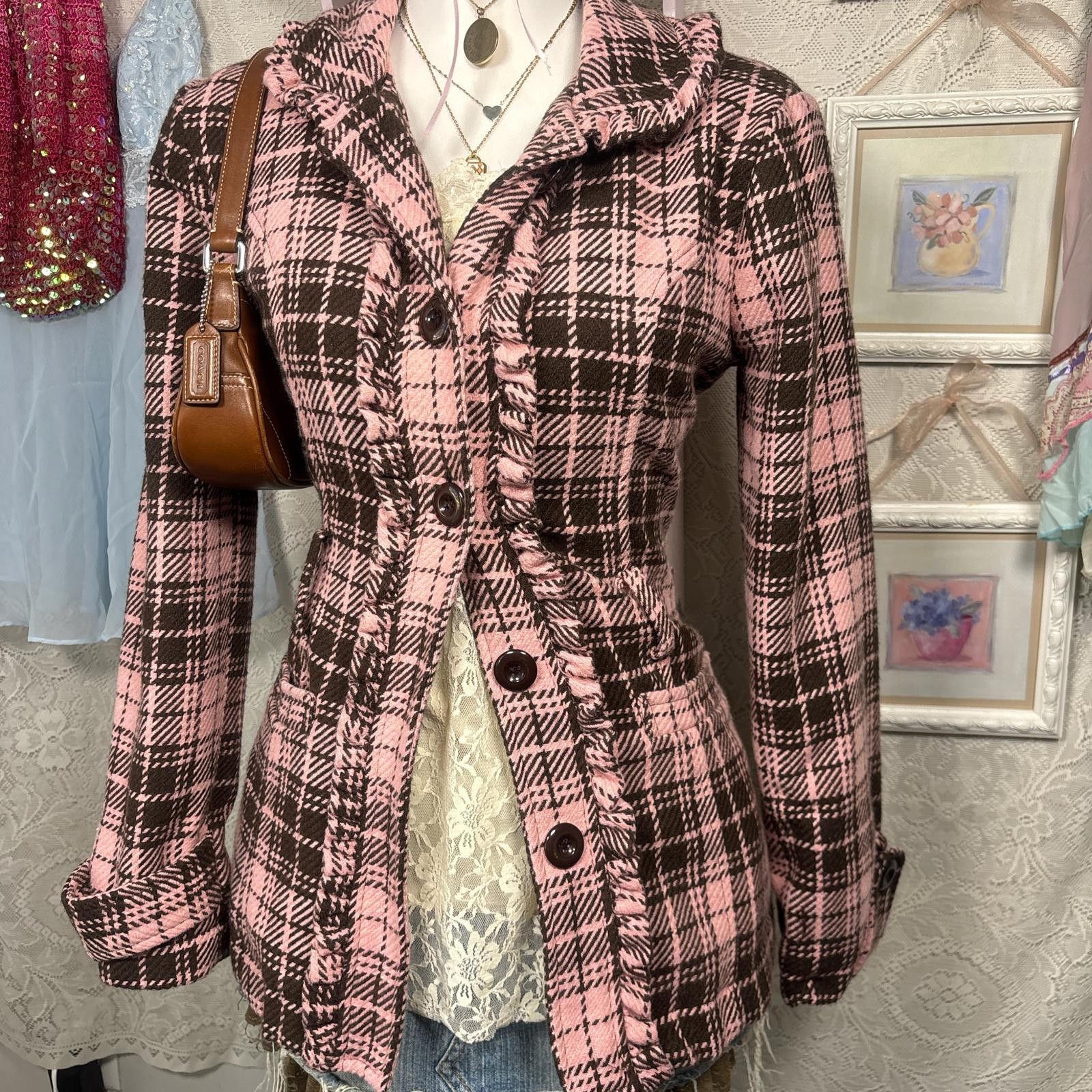 Other y2k pink and brown ruffle plaid jacket Size M / US 6-8 / IT 42-44 - 2 Thumbnail