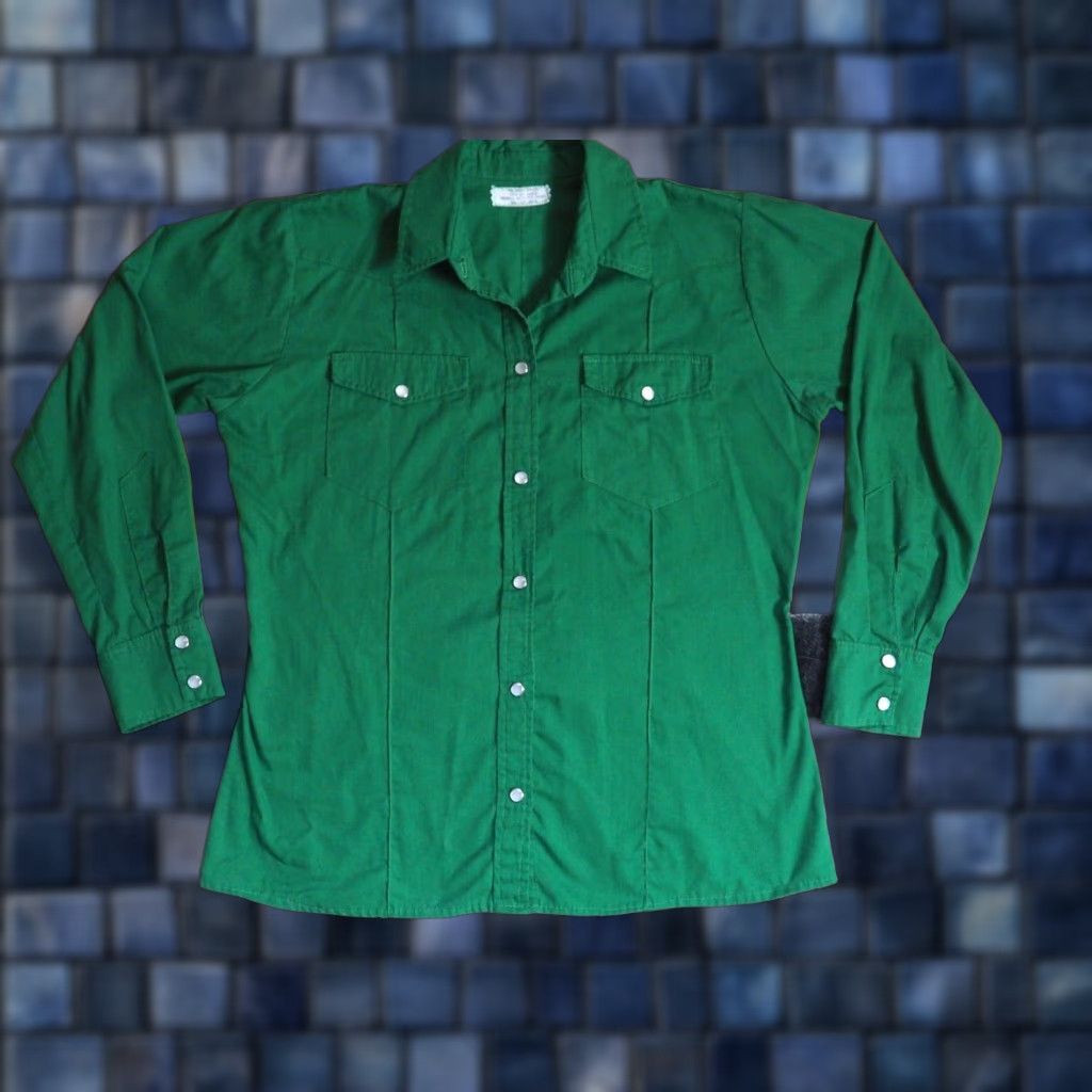 Vintage VINTAGE Shirt Shack Western Pearl Snap Shirt Womens L Green 70s 80s Cowboy Casual Cotton Blend Shirt Shack Mens Womens Boys Girls Size L / US 10 / IT 46 - 1 Thumbnail
