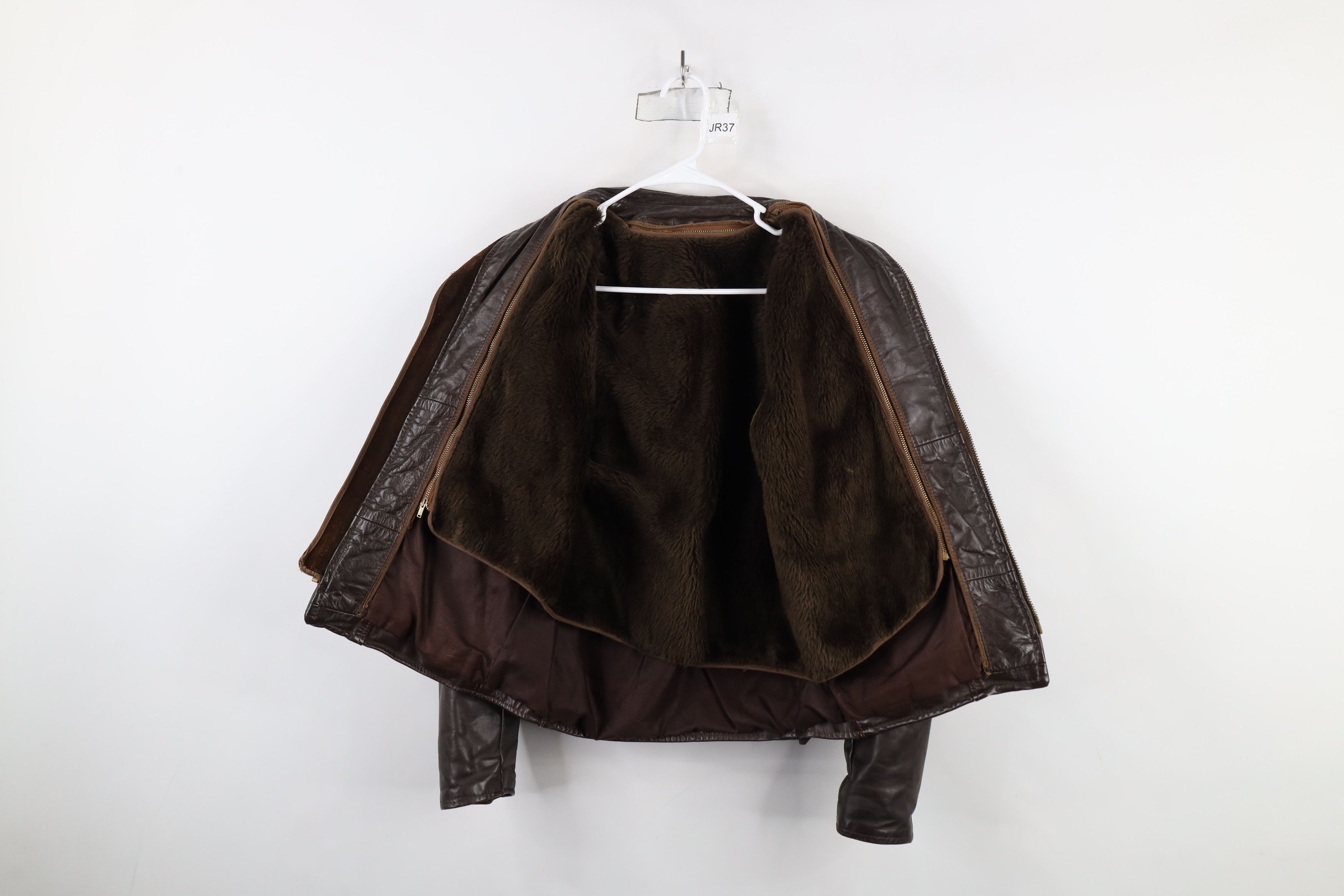 Vintage Vintage 60s Lined Leather Buckle Back Racer Jacket Brown USA Size M / US 6-8 / IT 42-44 - 11 Thumbnail
