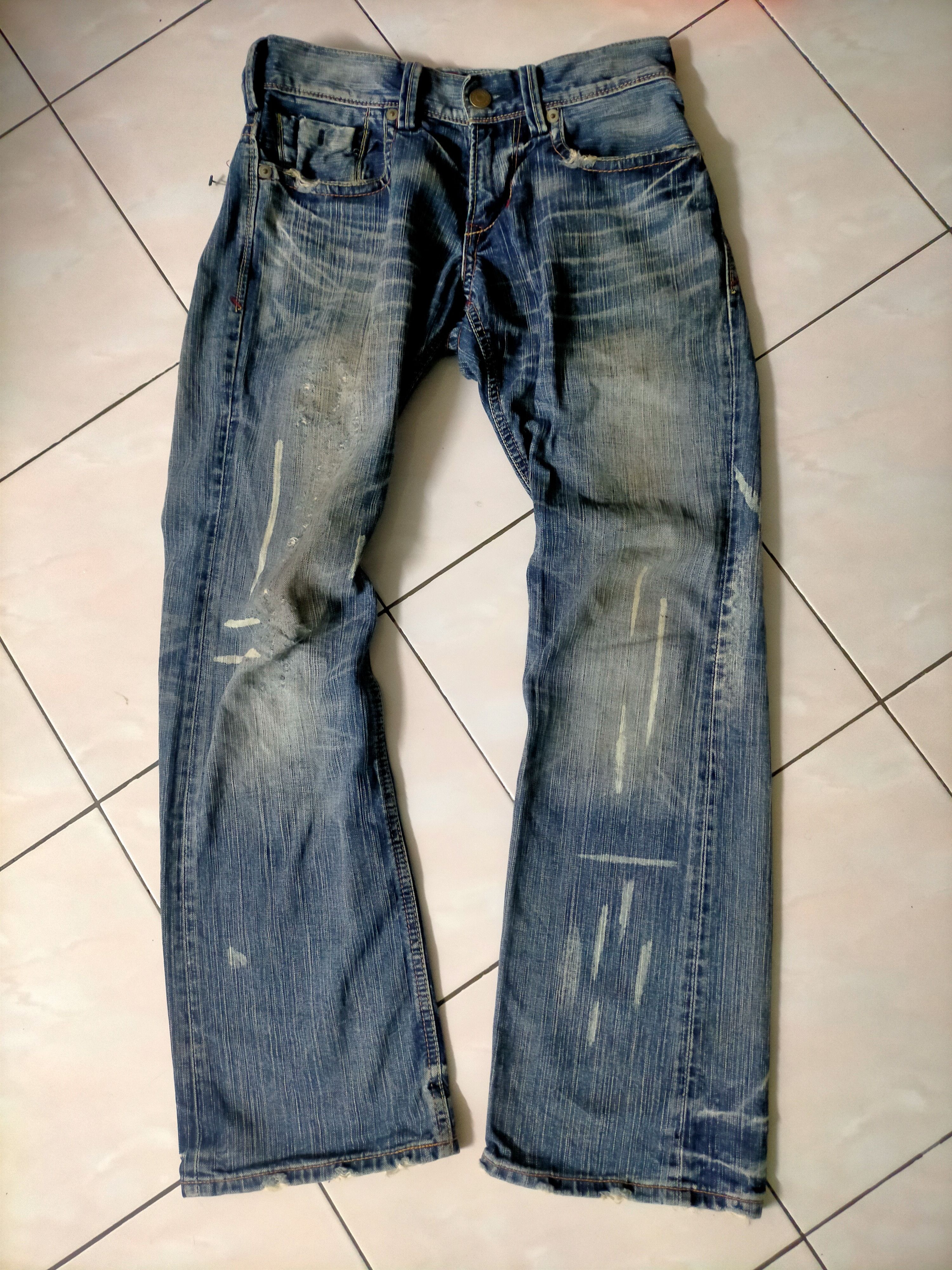 If Six Was Nine Liberto Mud Wash Flared Distressed Jeans Size US 31 - 12 Thumbnail