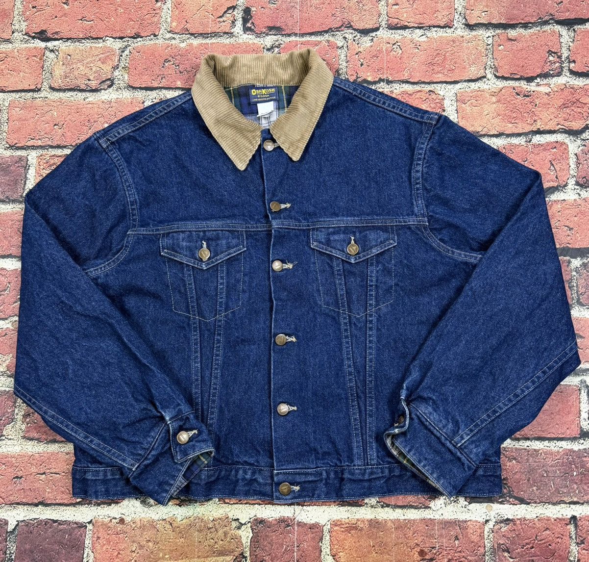 Oshkosh Vintage 80s OshKosh Bgosh Flannel Lined Denim Trucker Jacket Size US XL / EU 56 / 4 - 1 Thumbnail