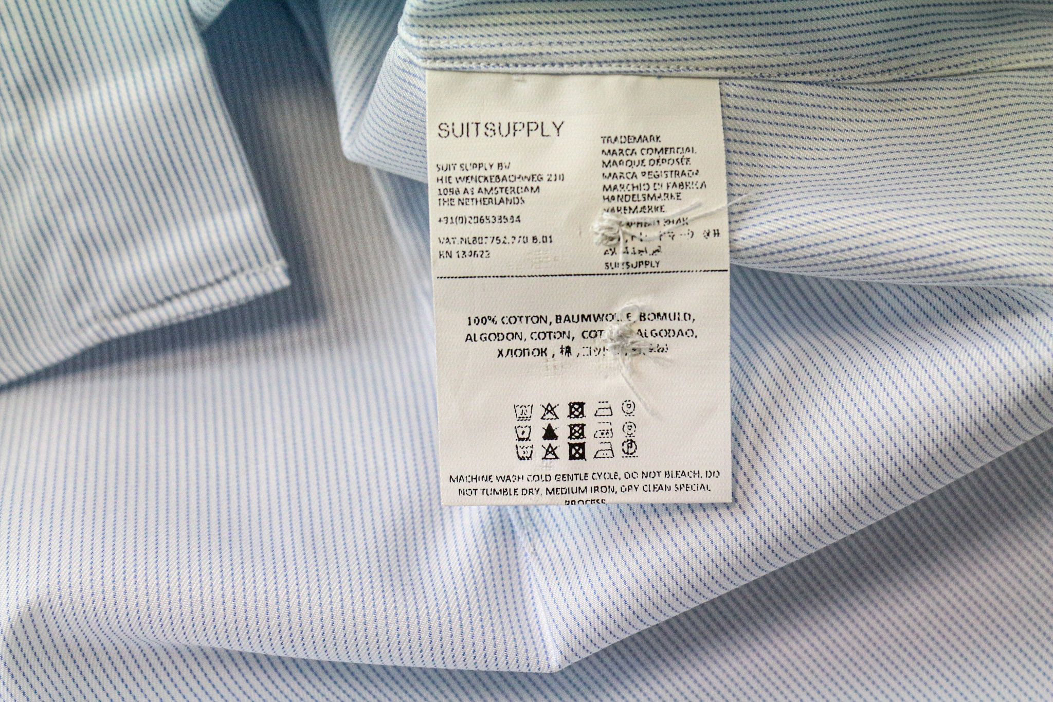 Suitsupply ~XS/S Extra Slim Light Blue Cotton Striped Shirt 77095 Size US XS / EU 42 / 0 - 5 Thumbnail