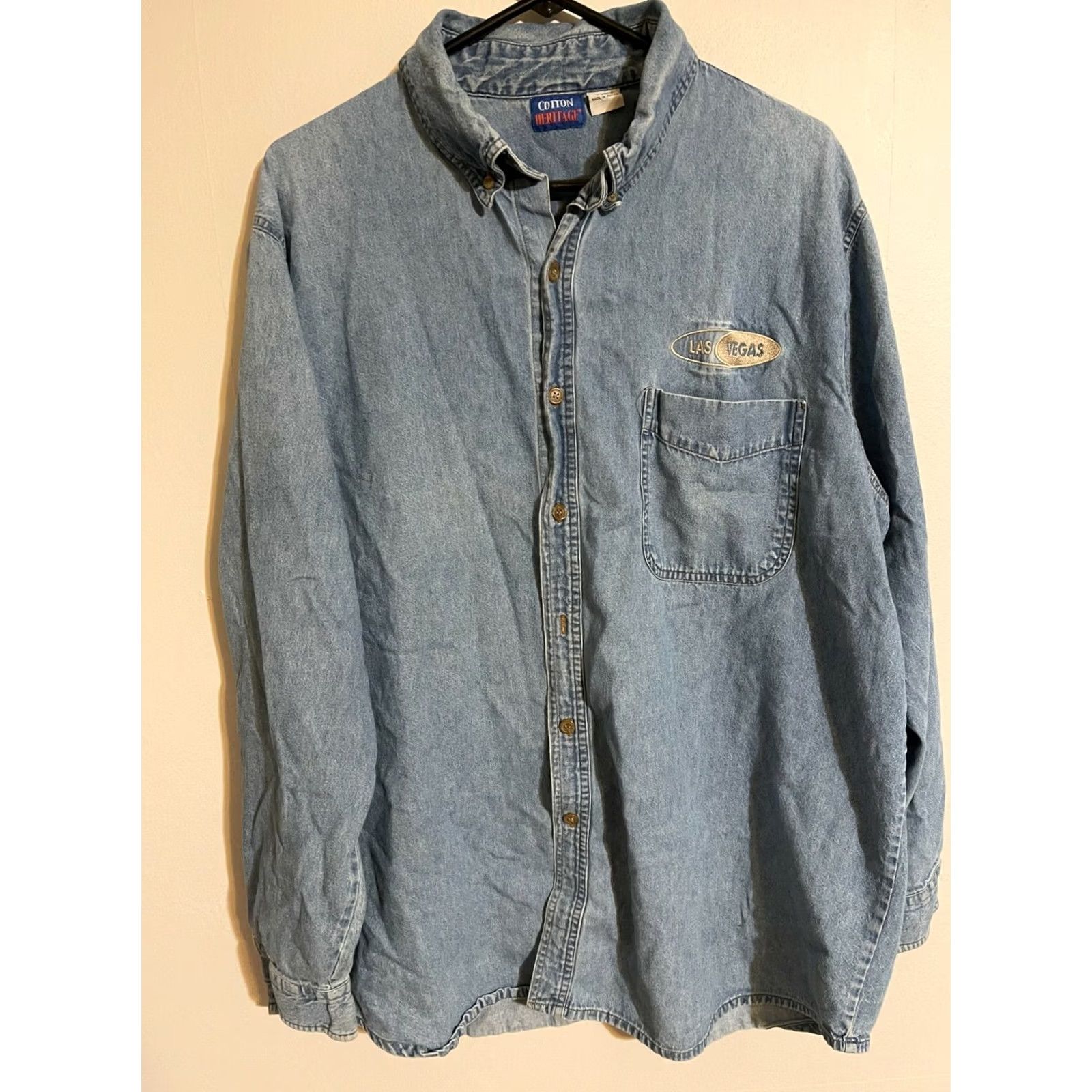 Vintage VINTAGE Cotton Heritage Denim Shirt - Men's XL L/S Button Up, Blue, Collared, Cotton, Denim Shirt, Las Vegas Nevada, Regular Fit, Vintage Size US XL / EU 56 / 4 - 2 Thumbnail
