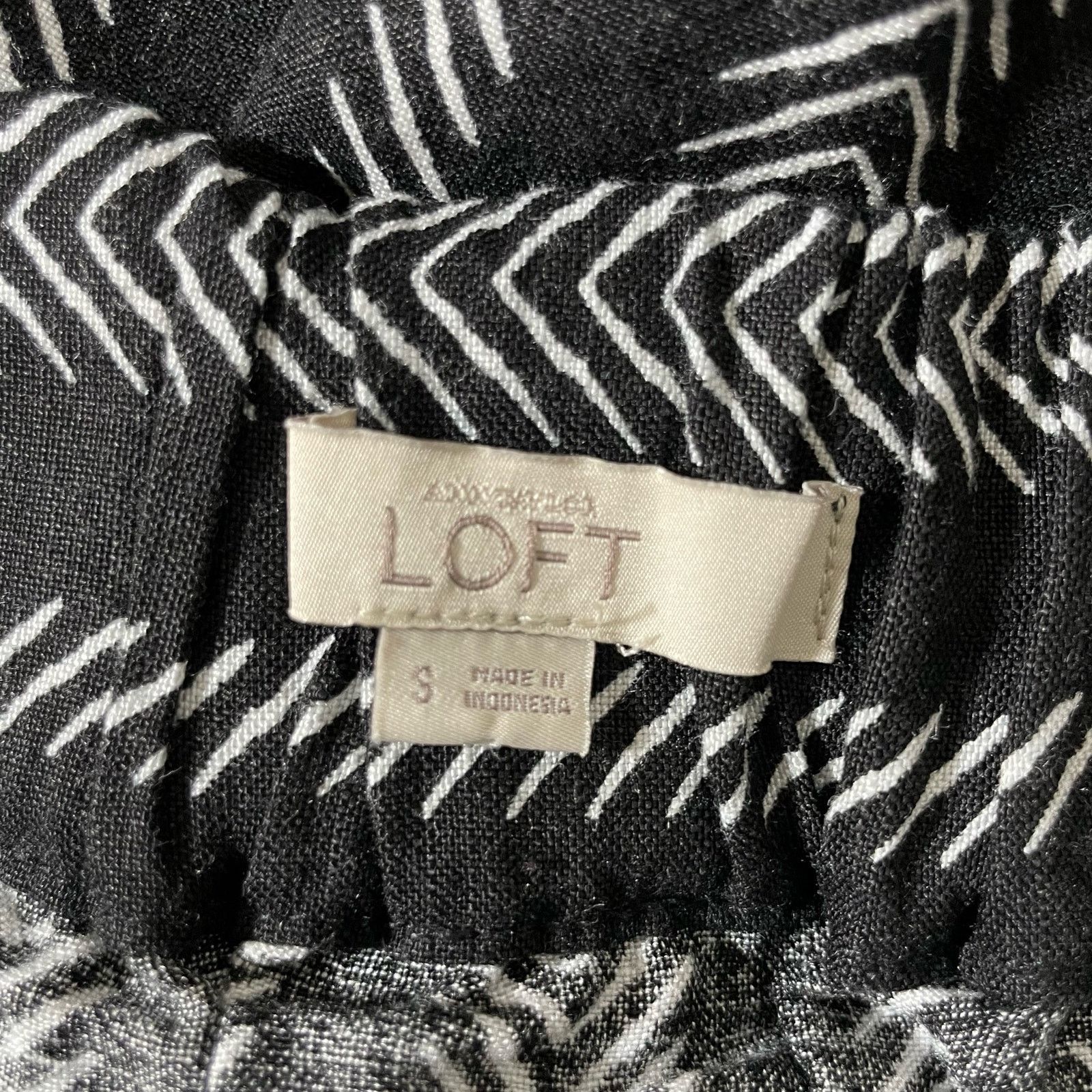 Loft Ann Taylor LOFT Black & White Linen Blend A-Line Skirt Size 28" / US 6 / IT 42 - 4 Thumbnail